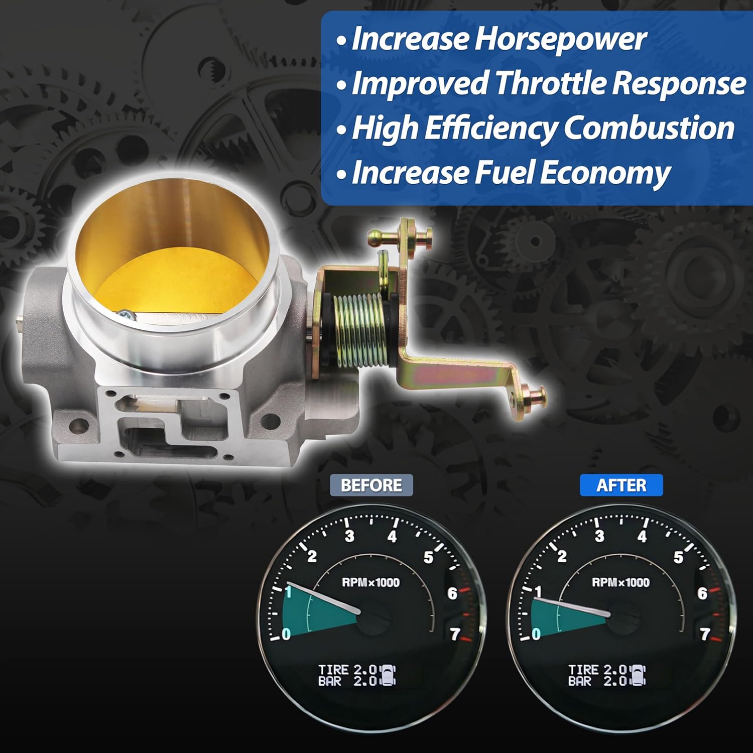 1724 62mm Throttle Body for High Flow Power Plus Series, Replacement for BBK Compatible With 1991-2003 Jeep 4.0L and 1998-2001 Cherokee 4.0L