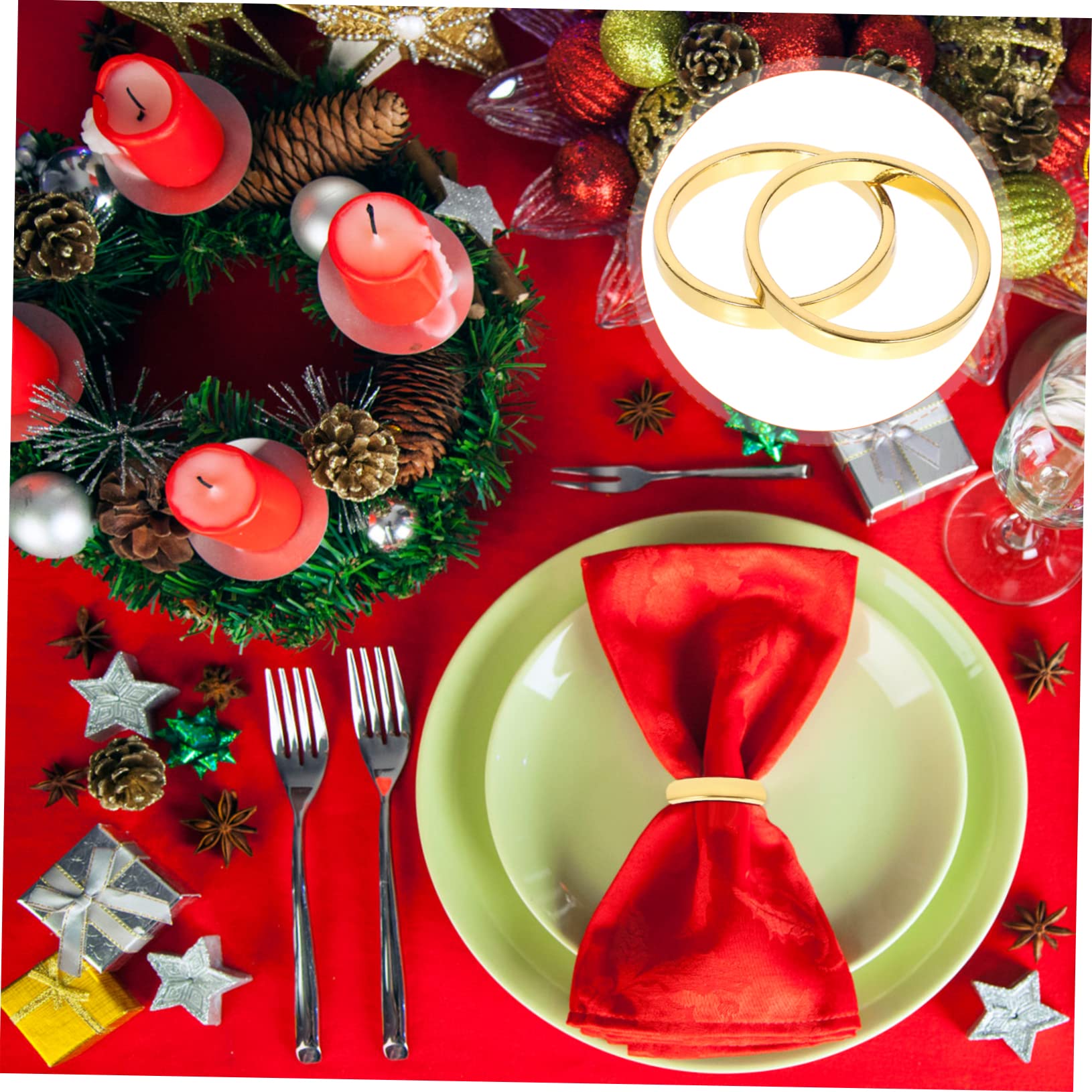 TOPBATHY Lot De 5 Porte-Serviettes Décoratifs en Métal Élégants pour Les Fêtes Les Mariages Et Noël Lot De 6 Pièces X 5