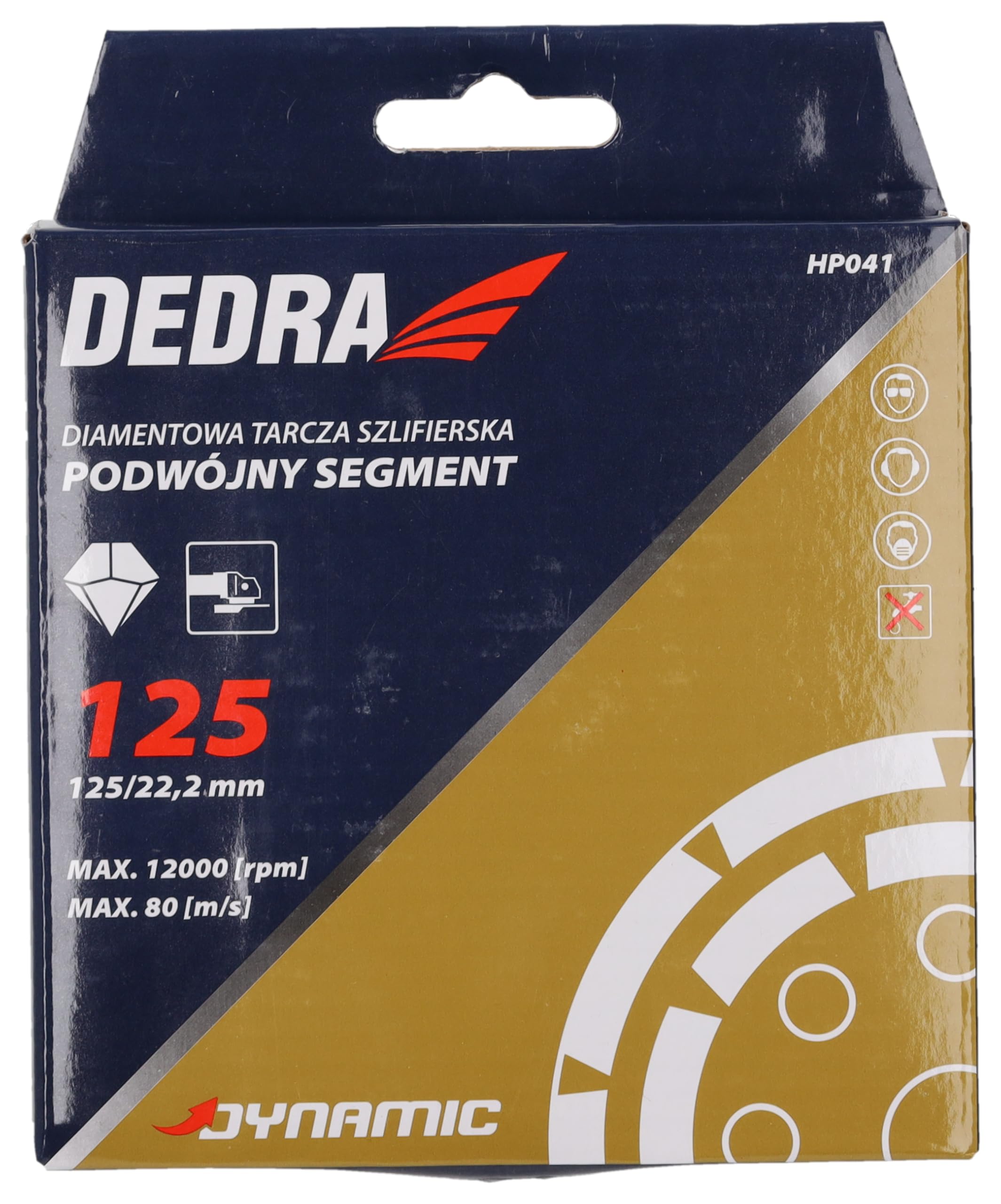 Disco diamantato DEDRA, doppio segmento, 125 mm/22,2 mm, DINAMIC per la levigatura a secco di calcestruzzo, pietre e derivati edili, adatto per uso continuo