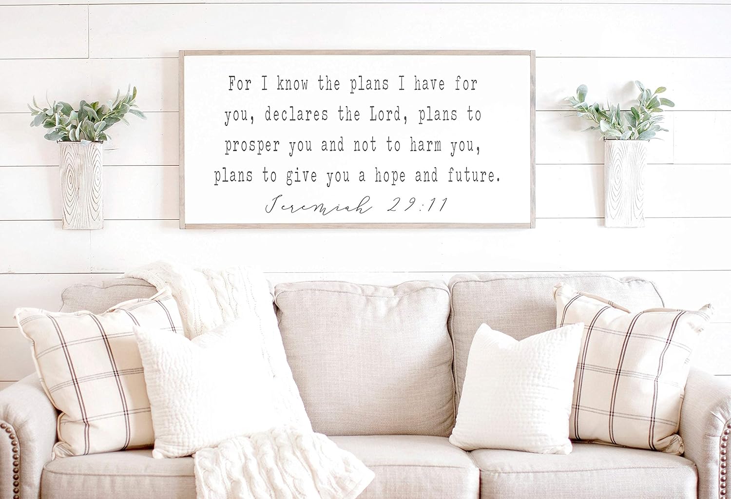Tamengi Bible Verse Wall Art for I Know The Plans I Have for You Sign Scripture Decor Jeremiah 29 11 Wood Framed Signs 16x20inch Gray