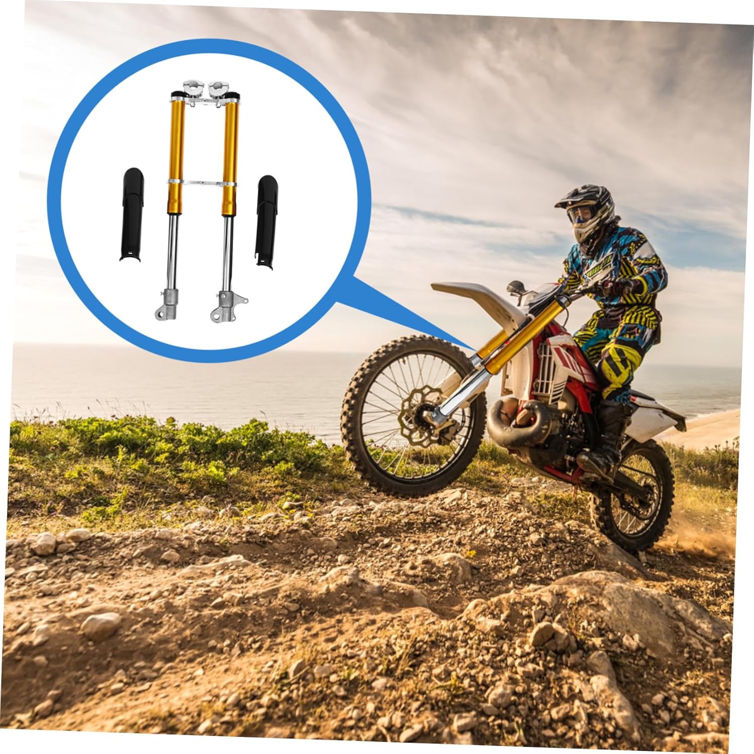 Garneck Front Fork Dirt Bike Front Forks for Motocross Easy to Install Material Strong Practicality