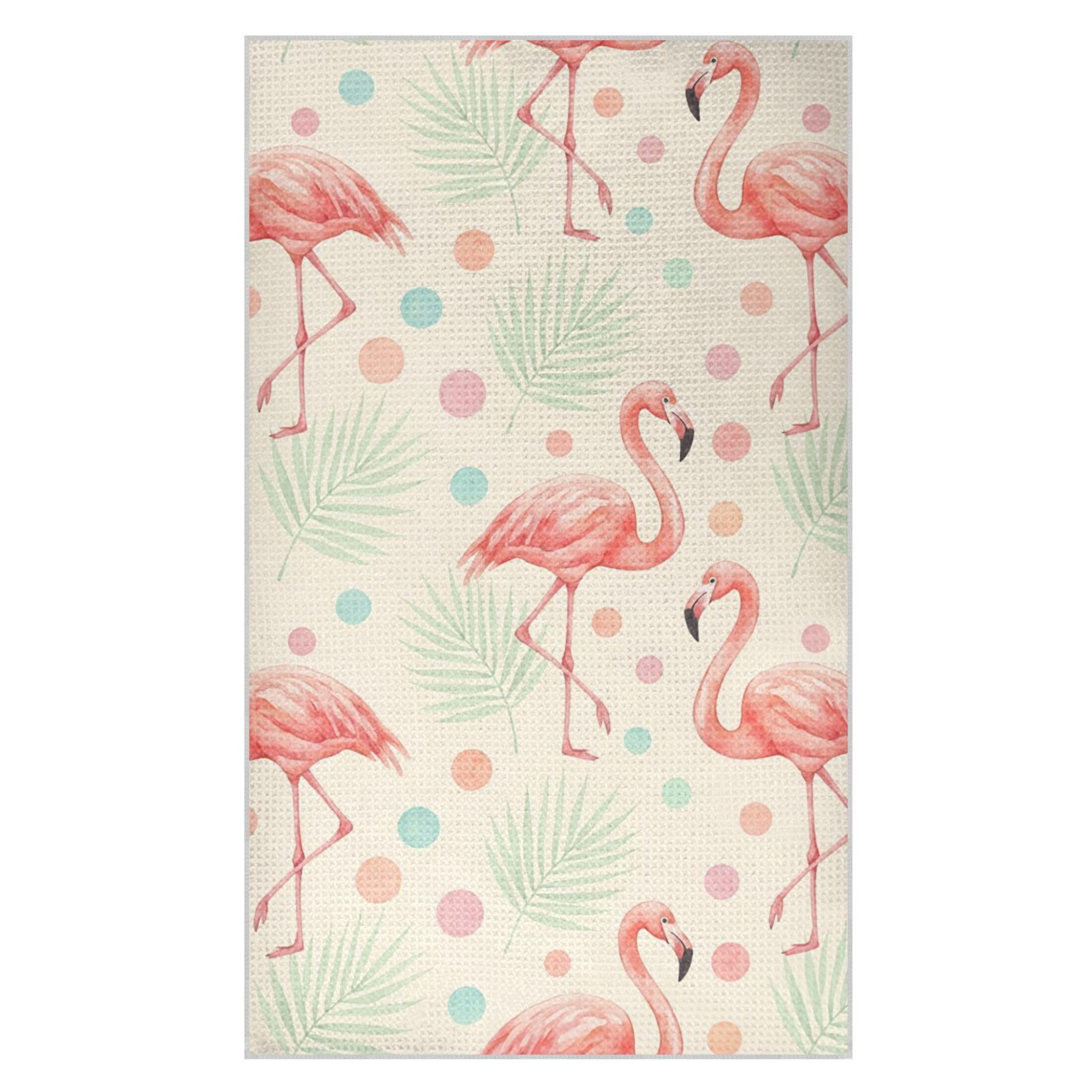 Kutsu Flamingo Waffle Weave Kitchen Towels Absorbent Quick Drying Dish Towels for Kitchen, Decorative Tea Towel, 18x30 in