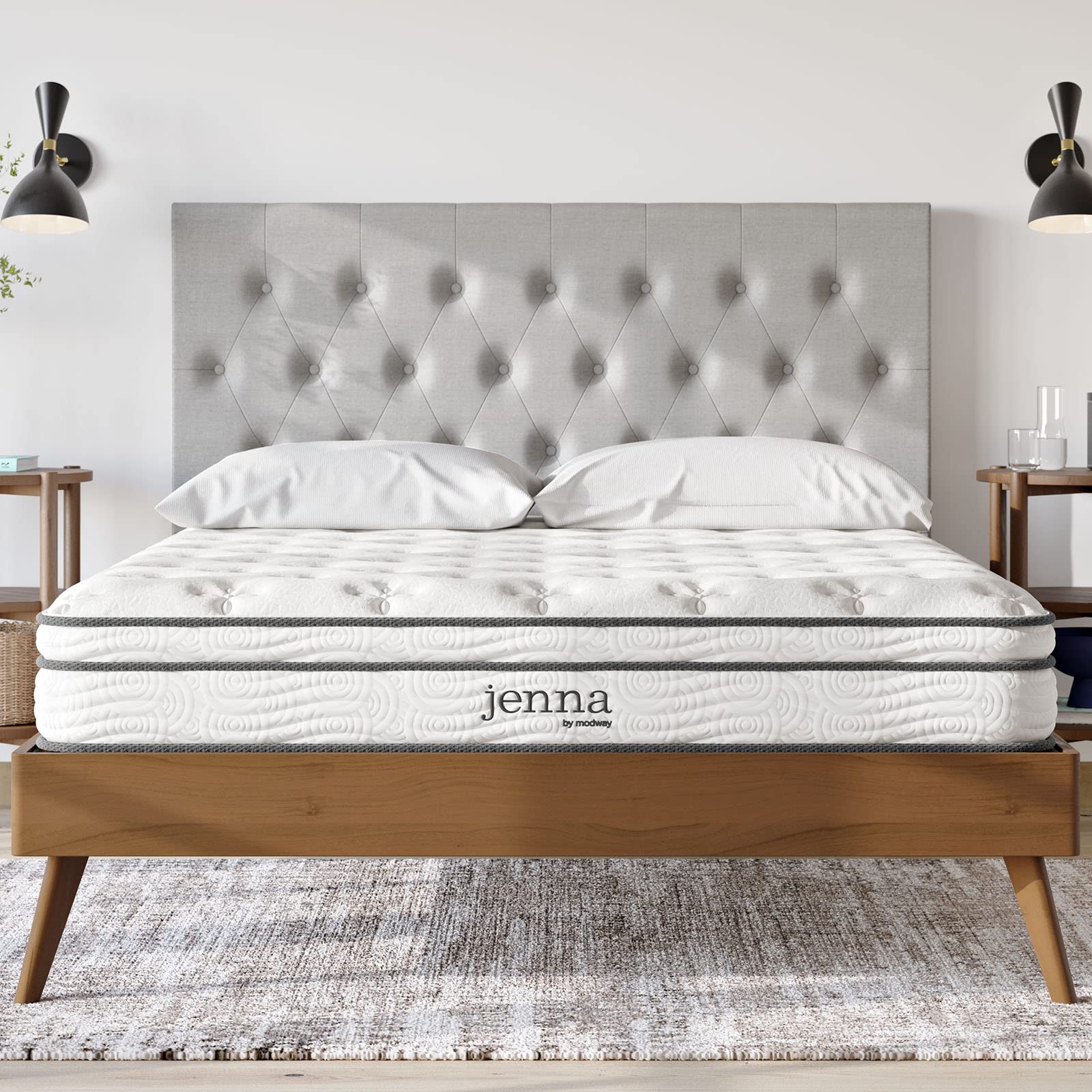 modway jenna 8” innerspring and memory foam queen mattress with individually encased coils