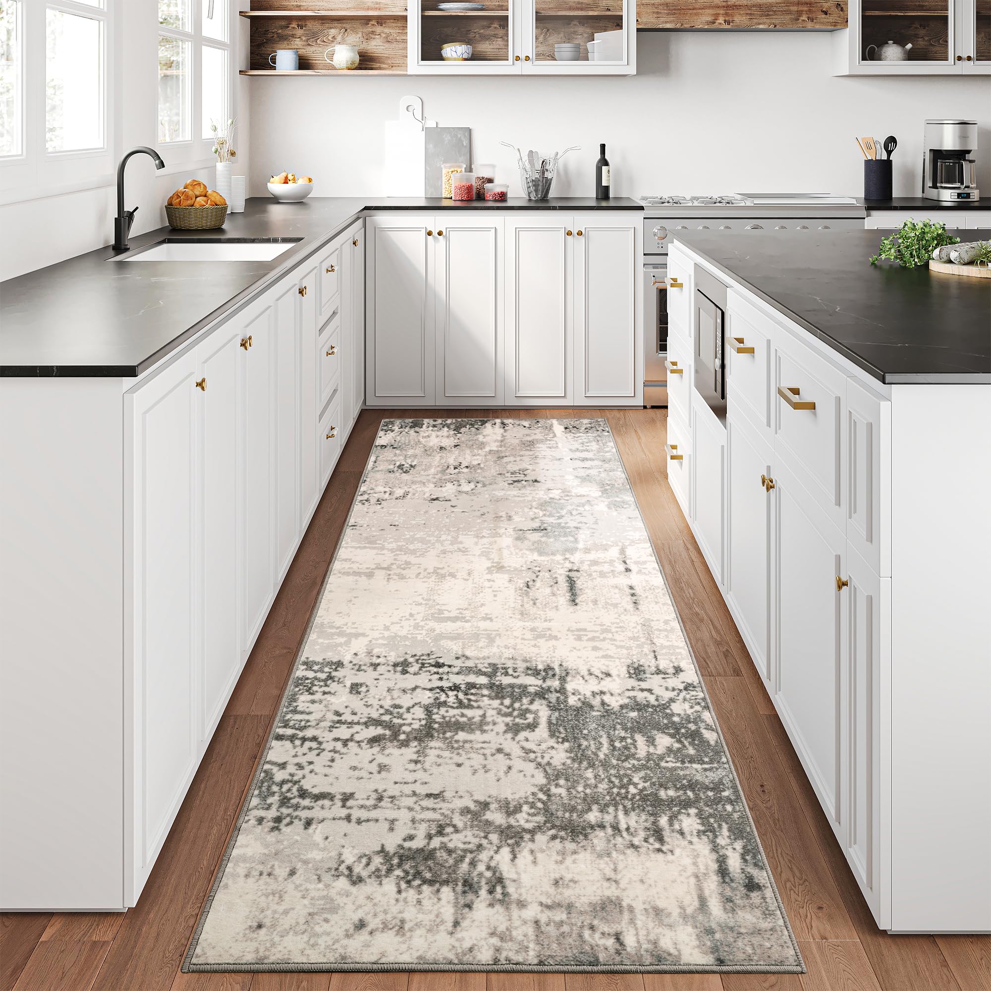 Art&Tuft Runner Rug 2'6x8' AntiSlip Backing Abstract Hallway Rug