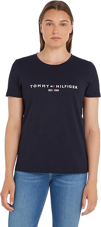 Tommy Hilfiger Camiseta de Manga Corta Mujer Heritage con Cuello Redondo