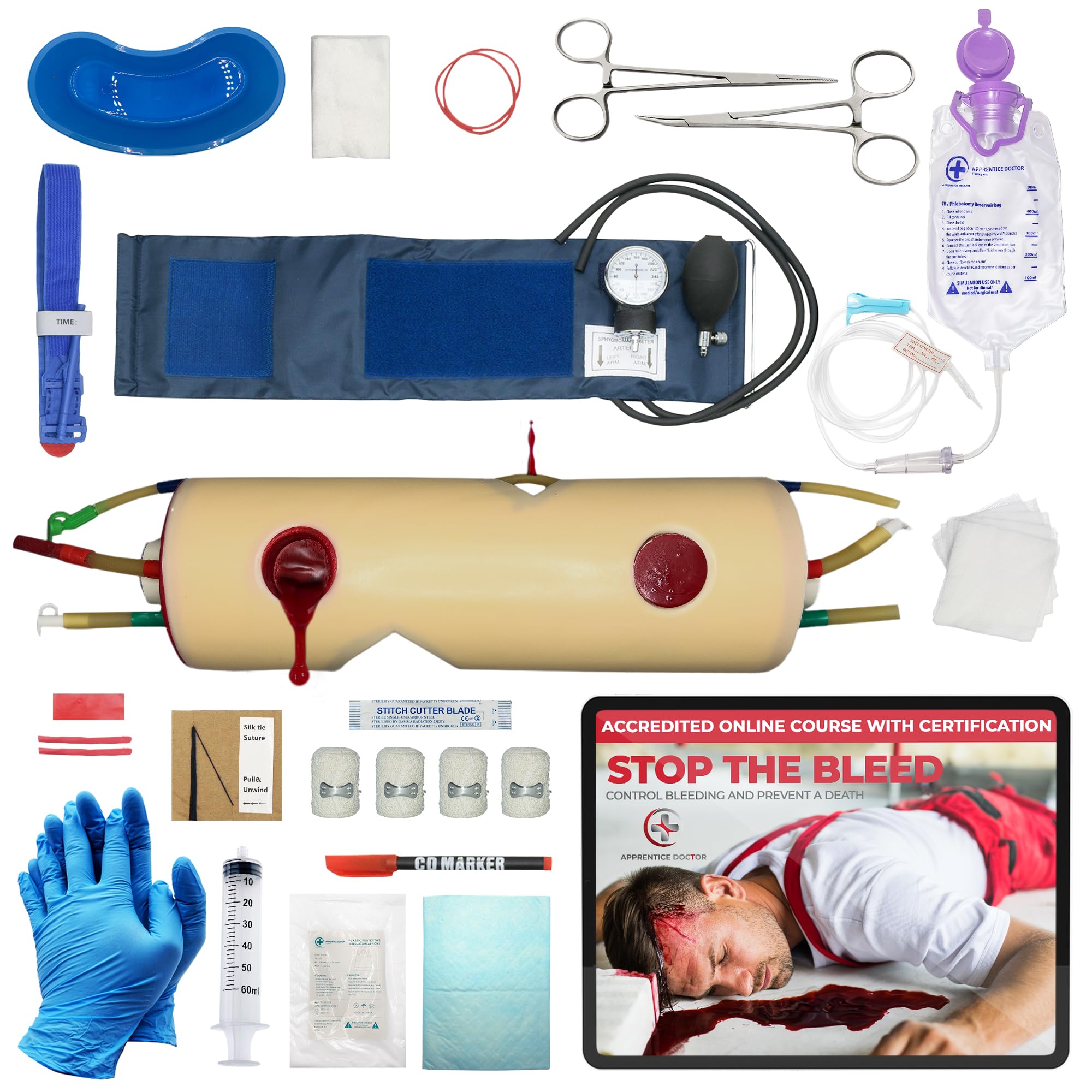 Stop The Bleed Kit by The Apprentice Doctor - Tourniquet NOT Included - Bleeding Control Kit with an Accredited Online Course Designed to Train Members of The Public & Training Medical Professionals