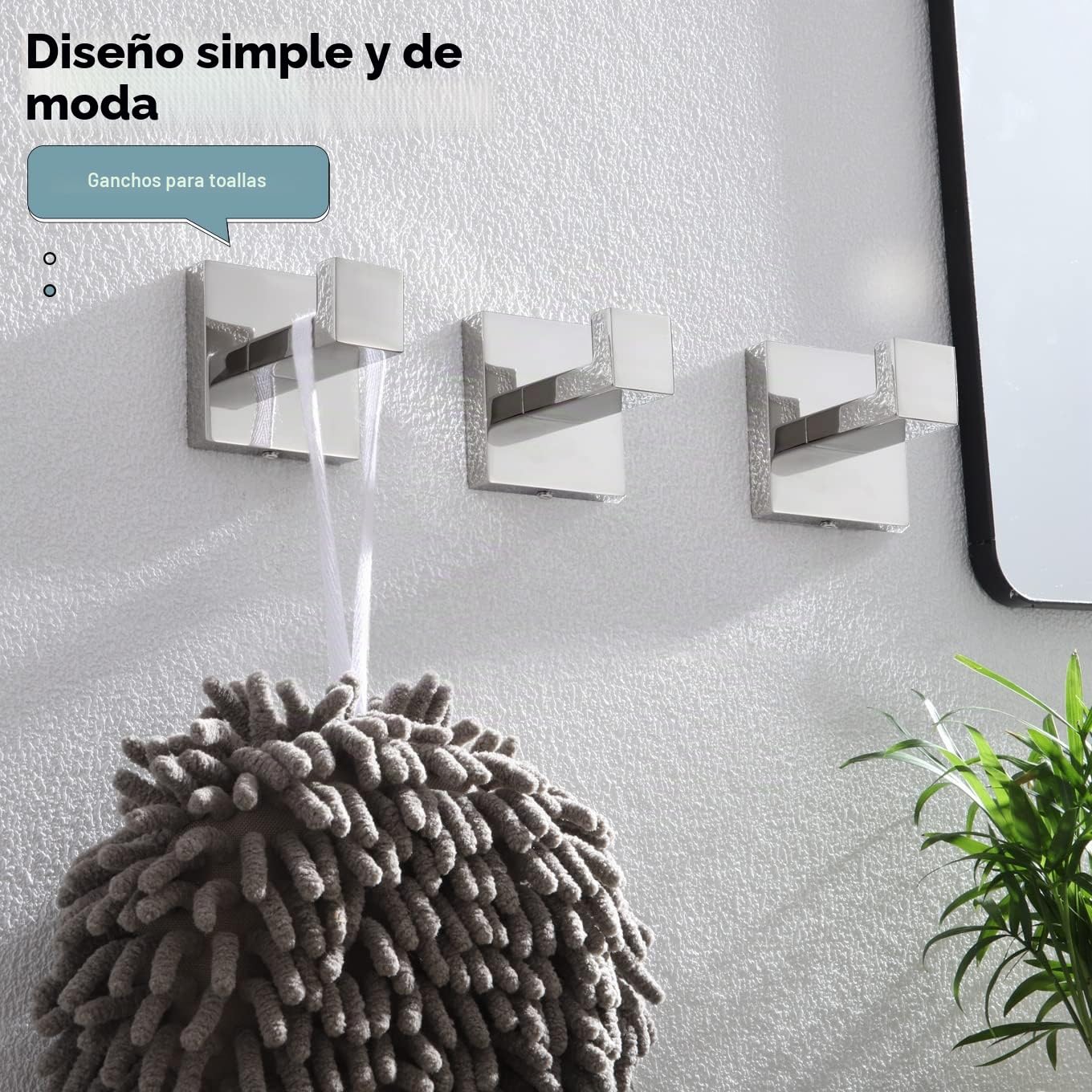 KOKOSIRI Ganchos para toallas, accesorios de baño, accesorios de hierro, ganchos para albornoces, acero inoxidable, 3 unidades, ganchos de pared, cocina, hogar, cromo pulido B1010CH-P3