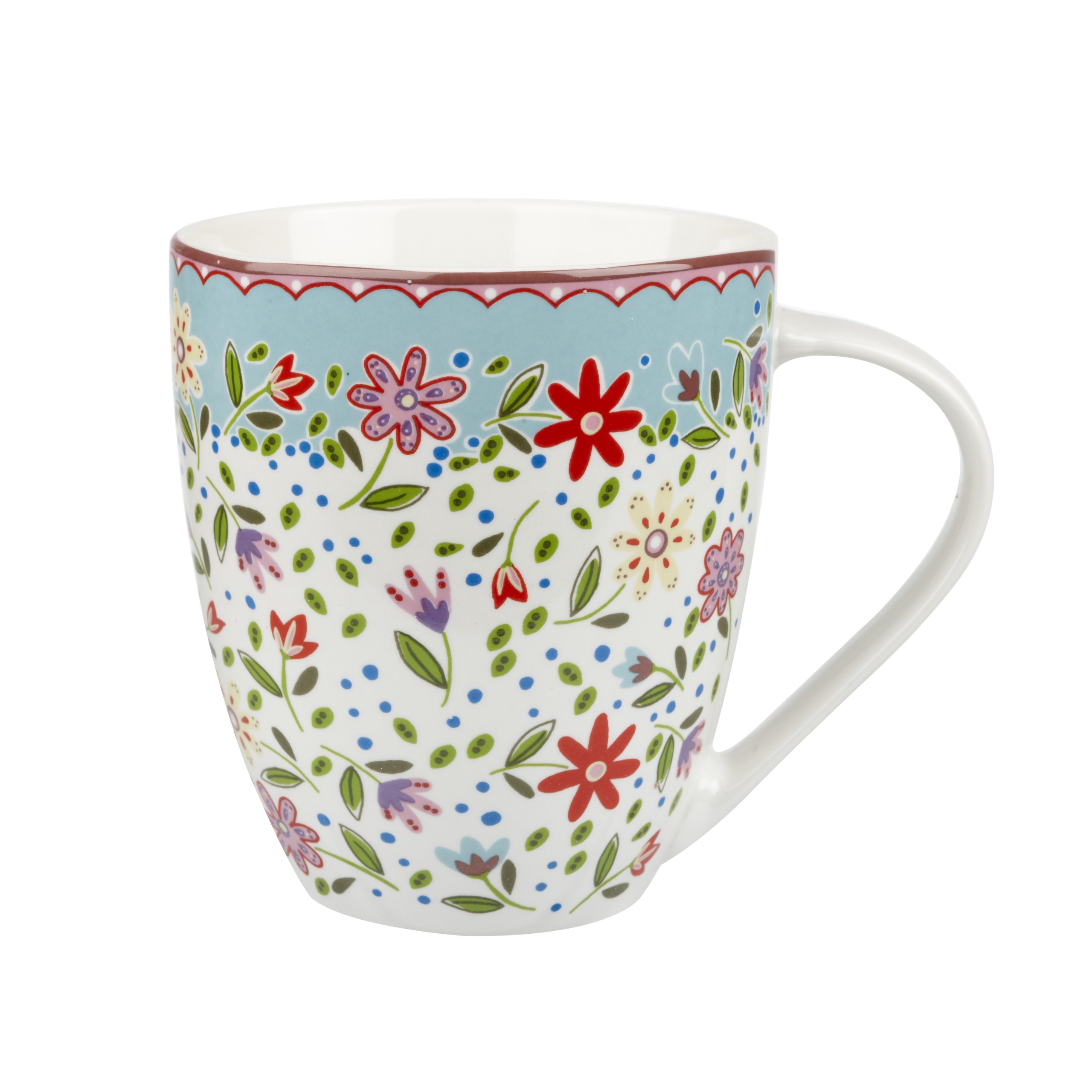 Fowey Fine China Crush Shape Floral Mug - Single