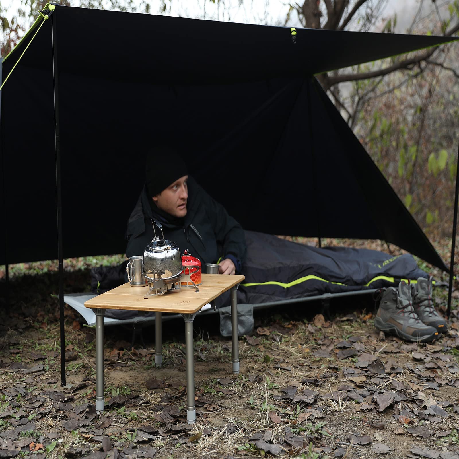 ATEPA Ultralight Folding Camping Compact Cot for Adults, Heavy Duty Extra Wide Sleeping Cots Portable Bed Cot with Carrying Bag for Camp Outdoors Travel Backpack (Lightgrey)