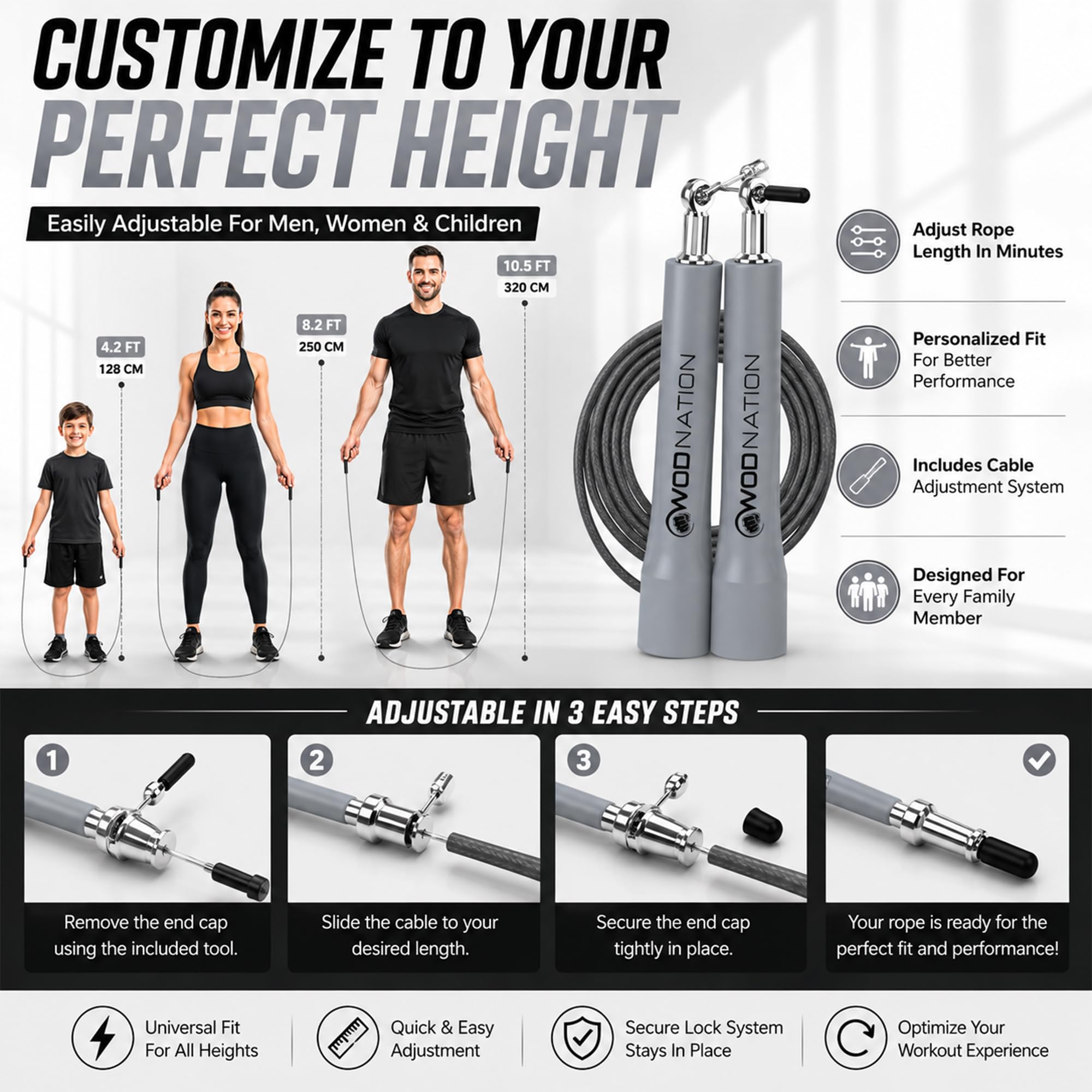 WOD Nation Speed Jump Rope – Blitzschnelle Springseile – Ausdauertraining für Boxen, MMA, Kampfsport oder einfach nur fit bleiben