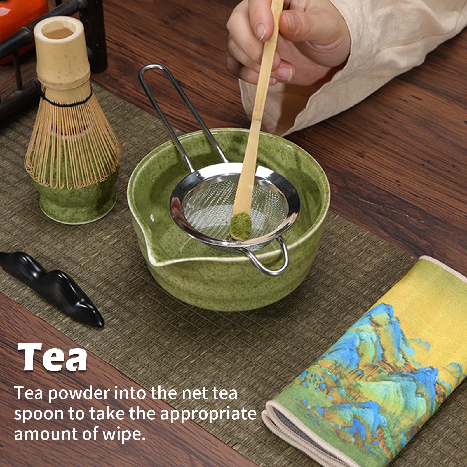 A5,7er Set, Ensemble de Matcha,Ensemble de Rine de Matcha, kit de Matcha en céramique, Accessoires Japonais pour la cérémonie de Matcha Cérémonie de thé Green Matcha Classique