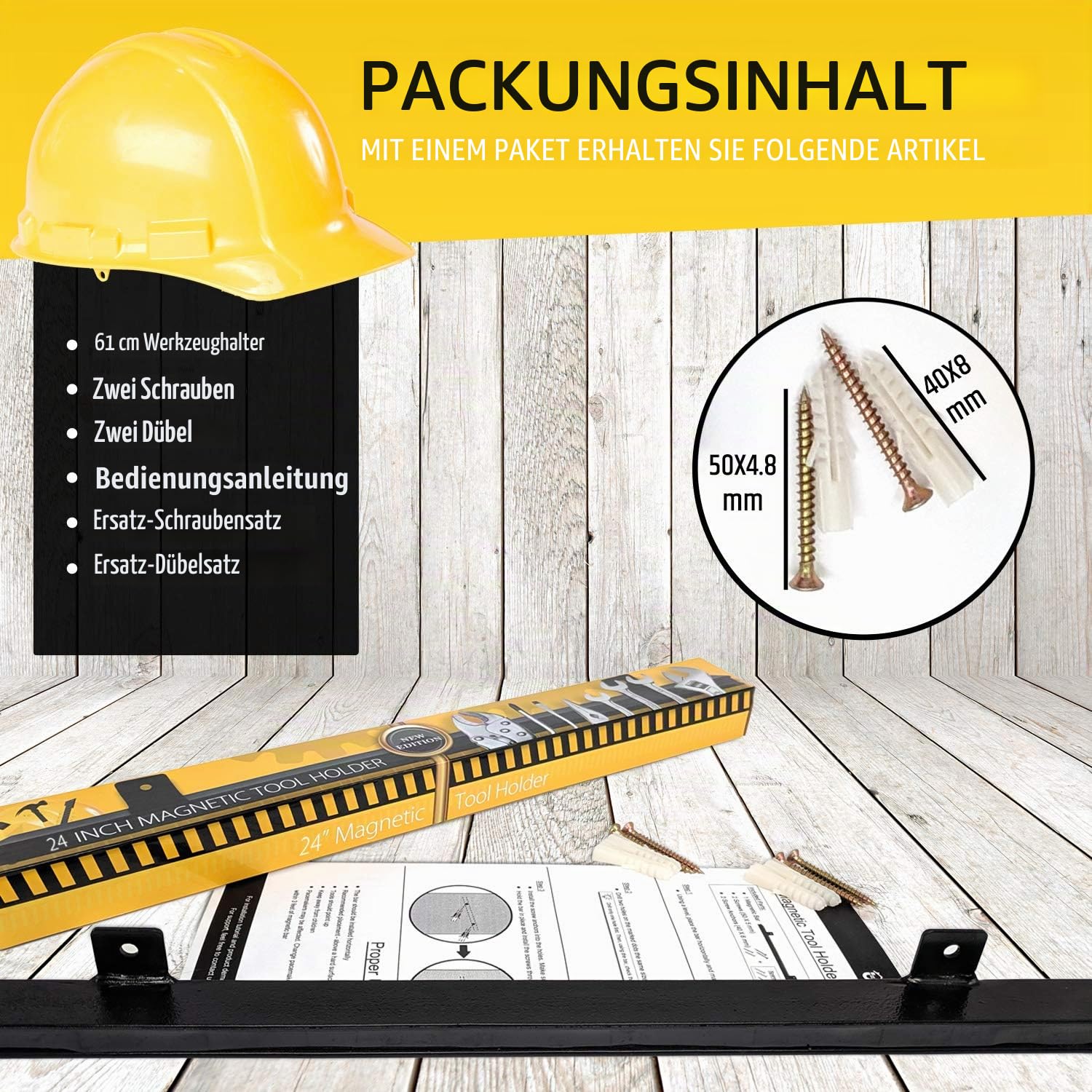 61 cm Schwerlast-werkzeughalter (Verbesserte Version) - Starke Zugkraft für Handwerkzeuge - Profi magnetleiste werkzeug - werkzeug magnetleiste Organizer aus Metall für Werkstatt & Garage.