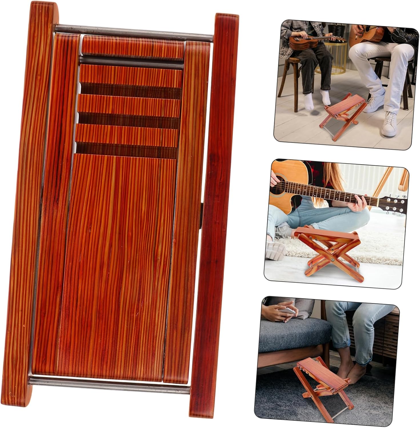 Adjustable Height Footrest for Guitar Bamboo Foot Stool Classic Design for Guitarists