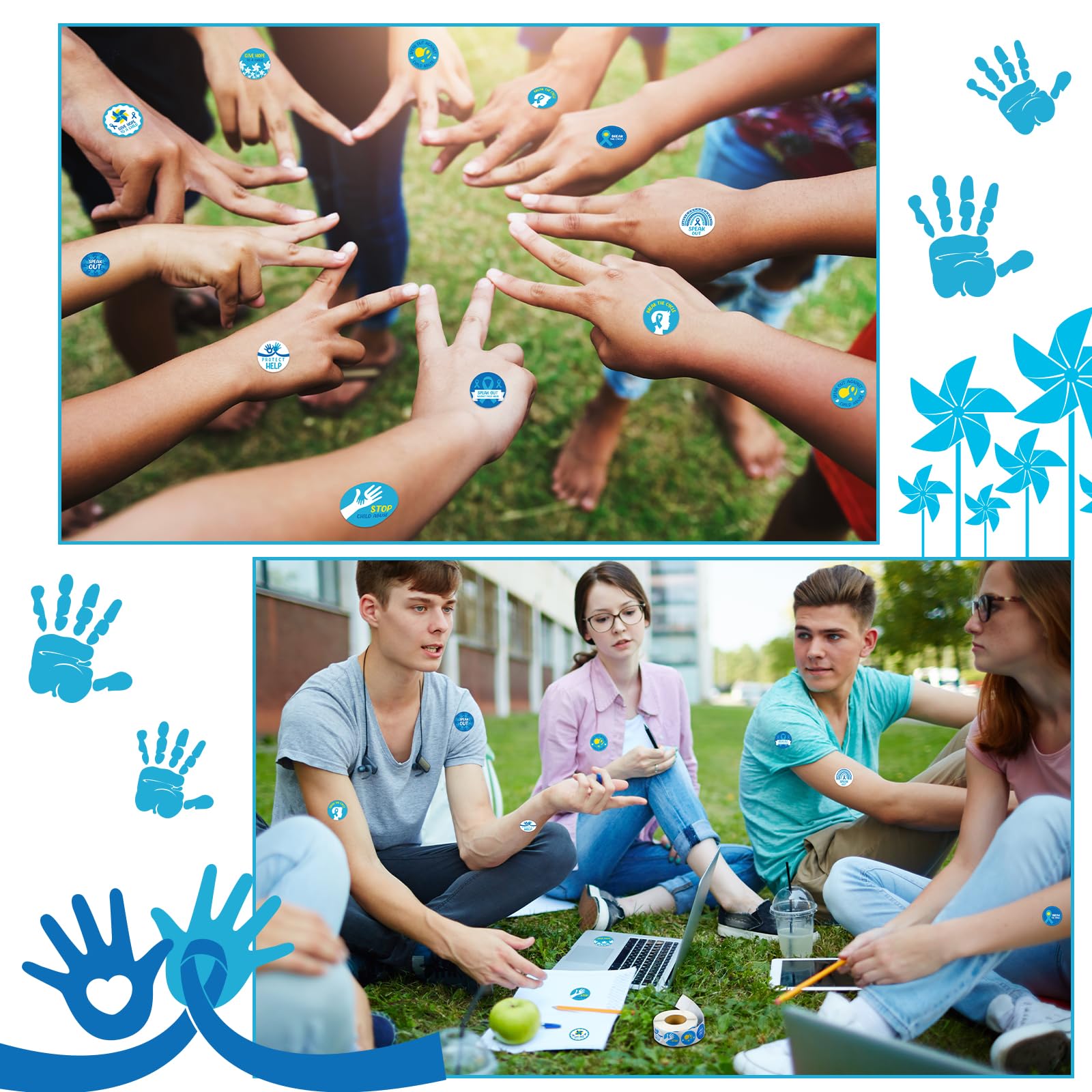 Snapklik.com : 1000 Pcs Child Abuse Awareness Stickers For Kids Roll ...