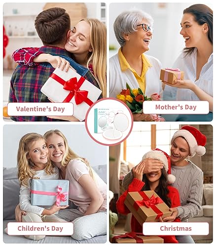 Miniatura 49 de WOBSION Espejo compacto de viaje, espejo portátil de maquillaje LED 1x/10x con aumento, espejo de bolsillo de mano de 2 lados, espejo pequeño de 3.5