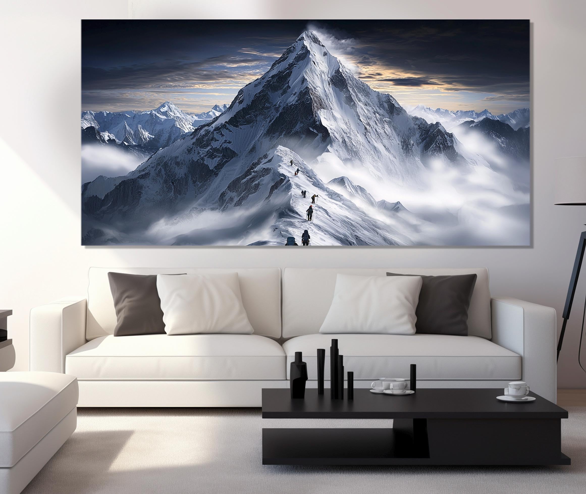 LMYCHENG Obraz na płótnie, obraz krajobrazu, śnieżna góra, sztuka ścienna, do salonu, dekoracja ścienna do domu, mural, 40 x 80 cm, rama wewnętrzna