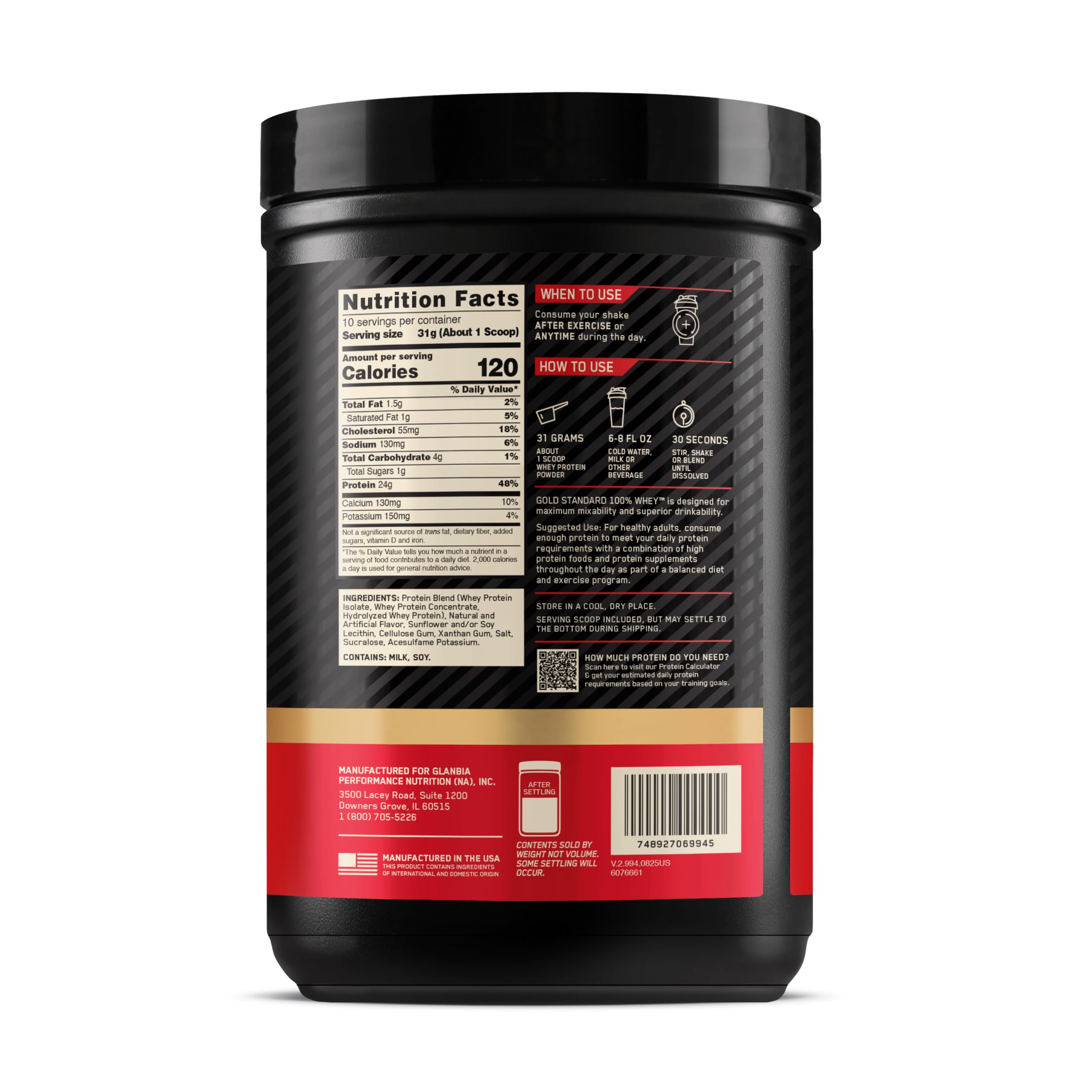 Optimum Nutrition Gold Standard Whey Protein Powder Vanilla Ice Cream .68LB — Amazon image 10