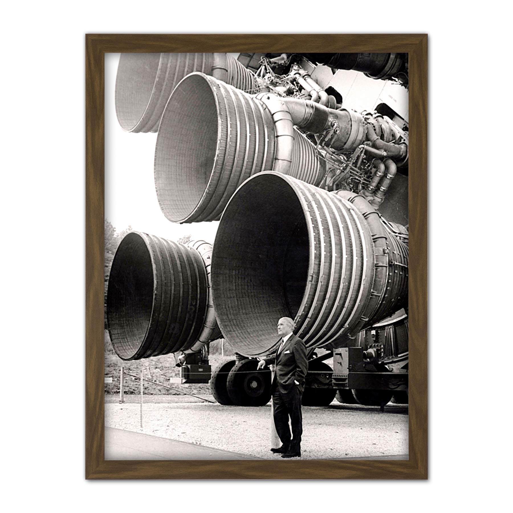 Space NASA Von Braun Saturn V F-1 Rocket Thrusters Photo Artwork Framed Wall Art Print 18X24 Inch