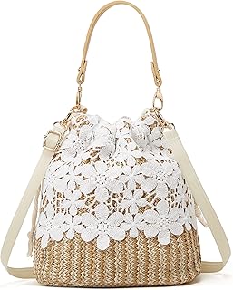 Straw Bag Beach Bag Small Tote Bag Shoulder Bag Flower Lace Handbag Satchel Crossbody Bag Purses 2023