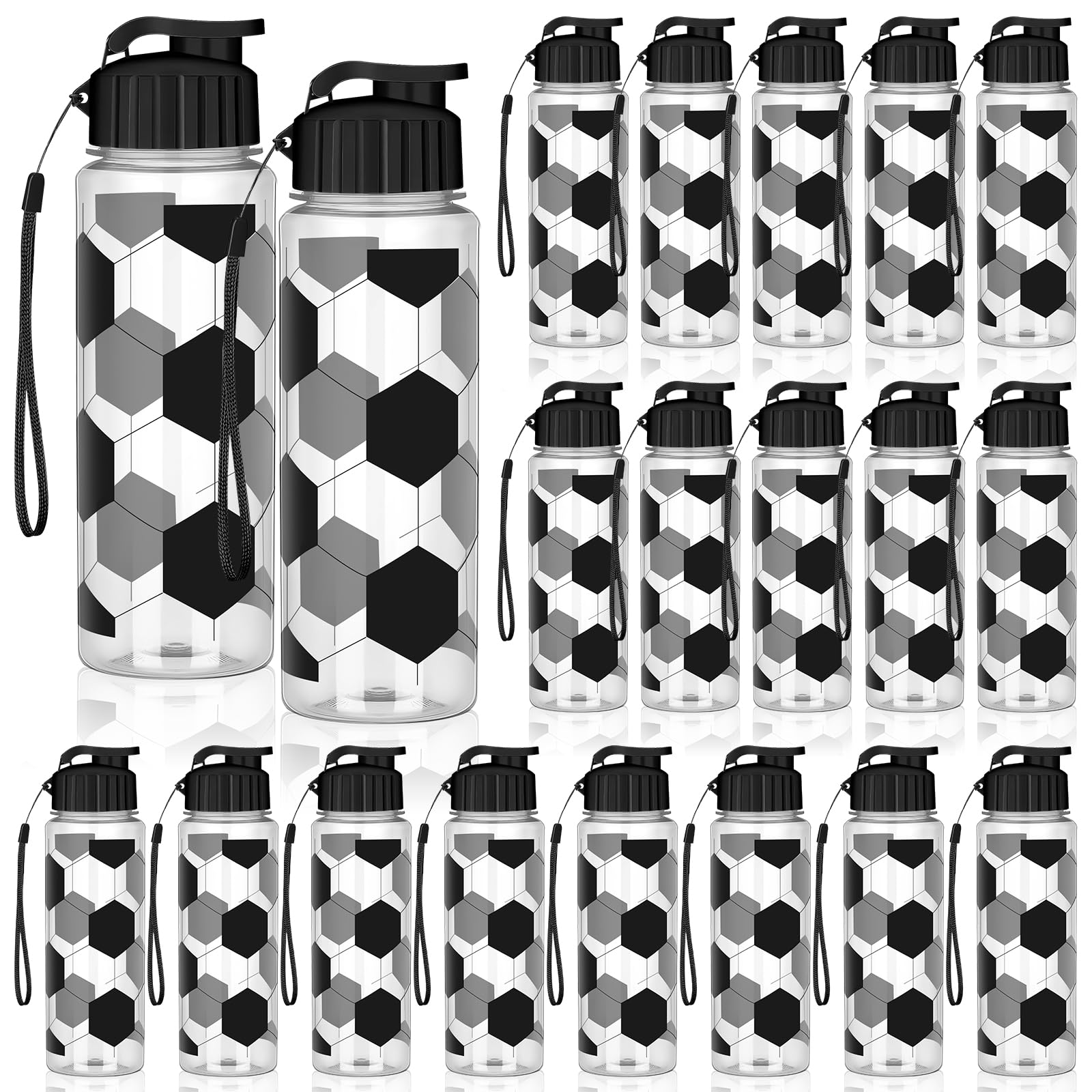 XJGQZ Football Water Bottles Bulk, 20 Pack 500ml Reusable Sports Bottles with Leak-Proof Flip Top, BPA Free Plastic Drink Bottles for Kids Football Teams, School Sports and Parties
