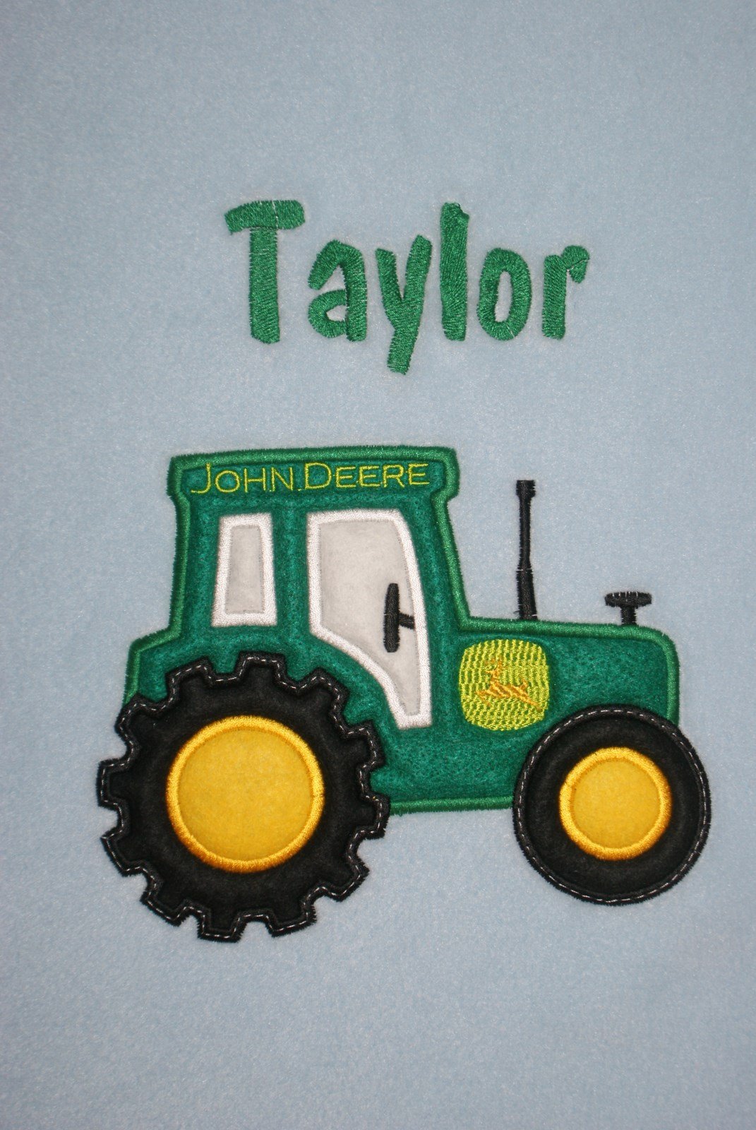 Oh Sew Simple Farm Tractor Personalised Applique Super Soft Fleece Blanket (Blue)