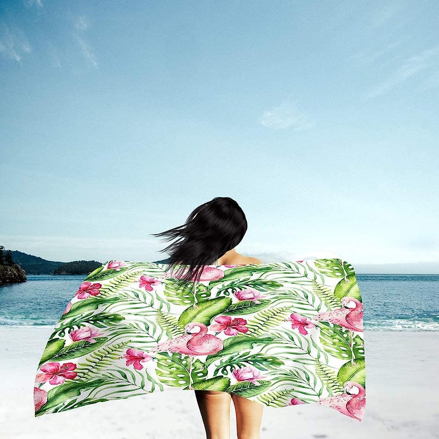 Serviette De Plage Oiseau Plante Tropicale Serviette De Bain Enfant Adulte Drap De Plage Doux Microfibre Absorbant Idéal pour Voyage Plage Piscine Sport Drap De Plage 200 X 200 Cm -8C3I/G0Z