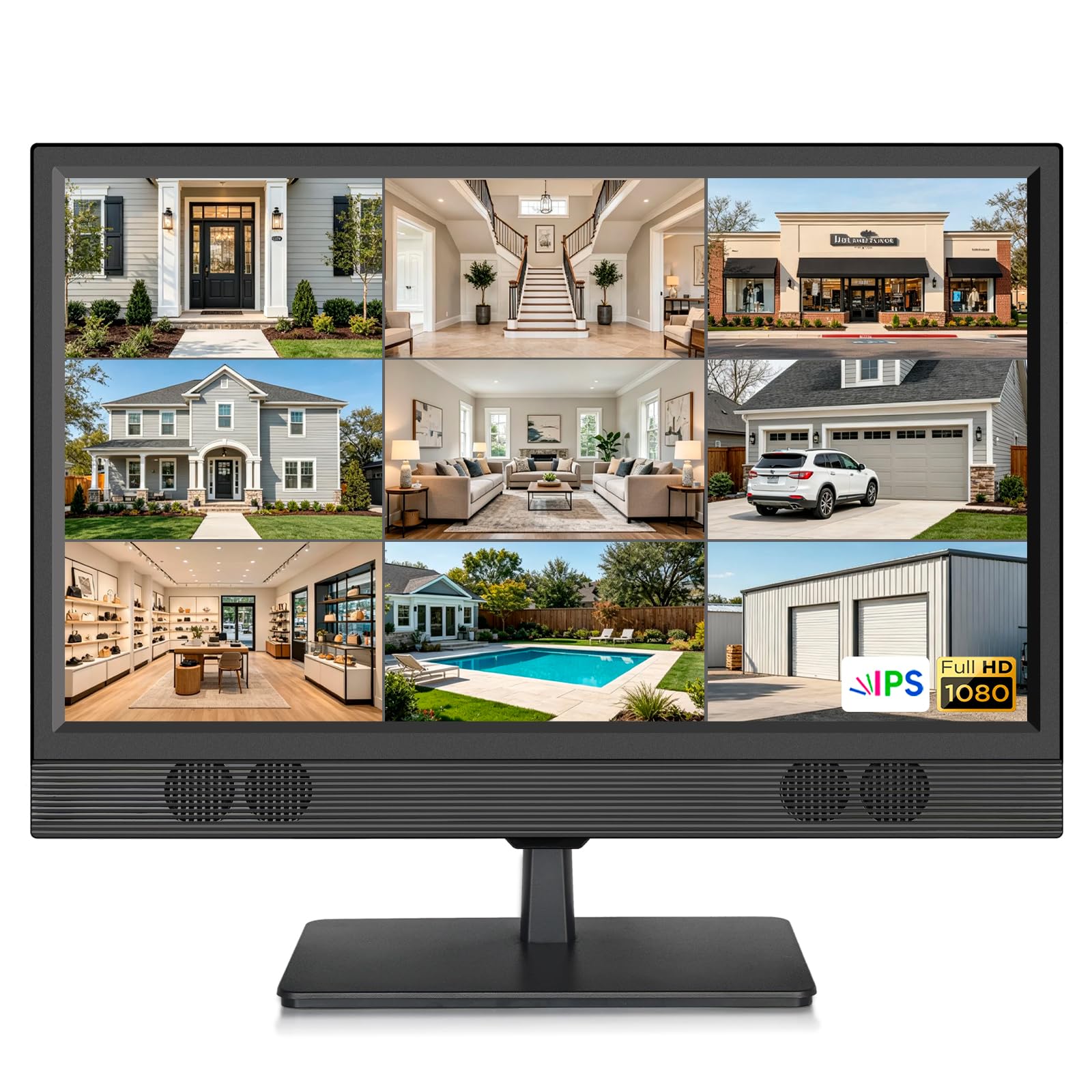 othoig Monitor per telecamera di sicurezza da 22 pollici, 1080p Full HD IPS CCTV, display di sorveglianza con ingressi HDMI, VGA, BNC, RCA, altoparlanti integrati e telecomando, monitor compatibile