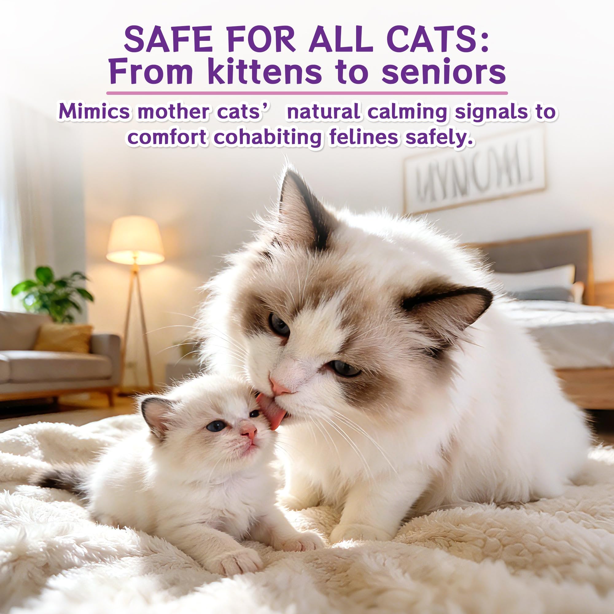 10-In-1 Katze beruhigende Pheromon Diffuser (2 Stecker in + 8 Refills), Entlastung Angst, Sturm Stress & Indoor Verhalten Unterstützung, Geruchlos sichere Formel, 240 Tag