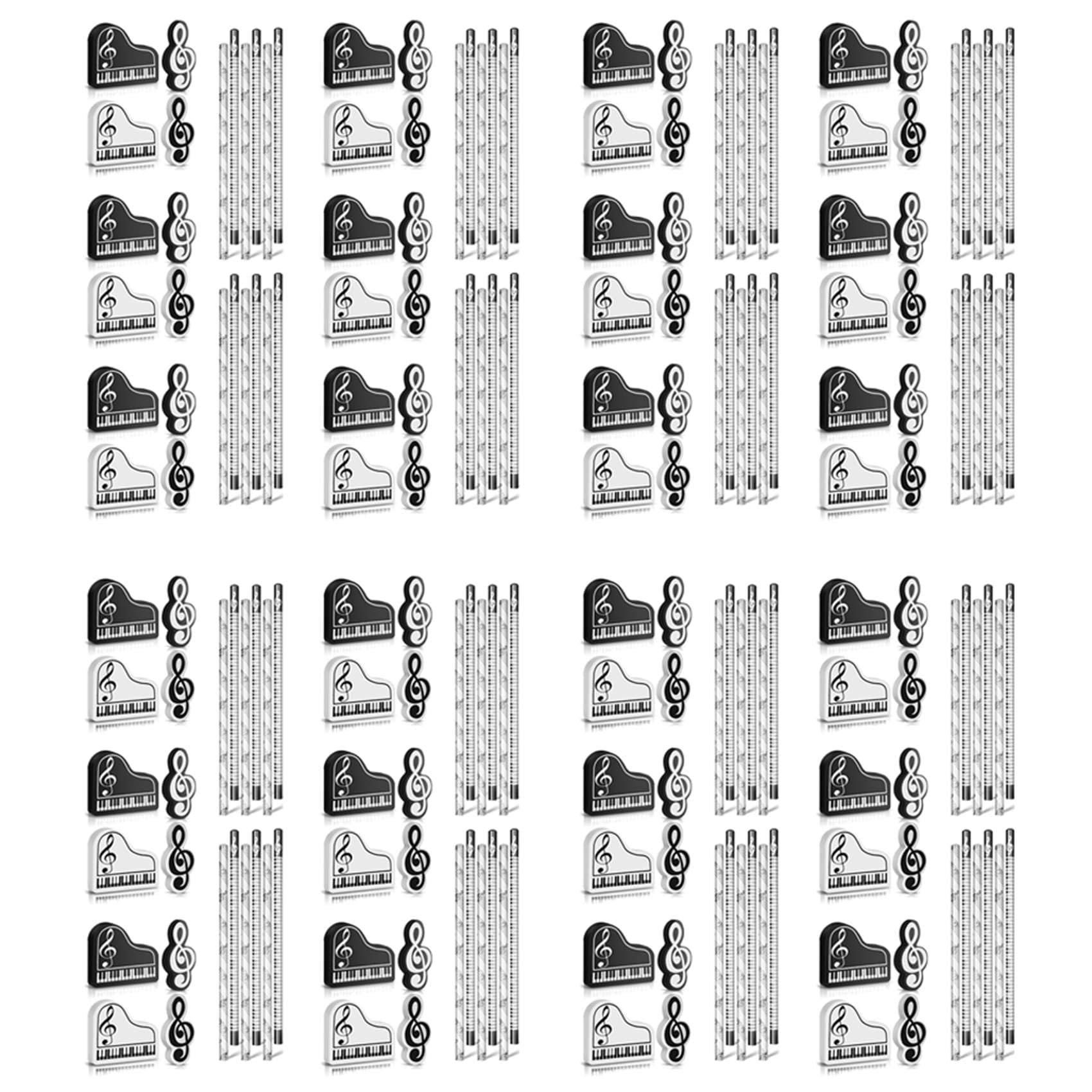 Musikstifte, Musiknoten-Bleistift mit Radiergummis zum Thema Musik, Holzstifte, Großpackung, Tastatur, Lustige Bleistifte, Radiergummis, Geschenk (192 Stück)