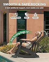 Vista 4 de YEFU Mecedora para exteriores, mecedora Adirondack, silla mecedora de patio con respaldo ancho, silla mecedora de gran tamaño con aspecto de madera