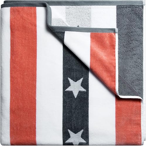 Miniatura 2 de Toallas de playa grandes de gran tamaño  Toalla de piscina de terciopelo a rayas de terciopelo de 70 x 35 pulgadas, toalla de baño de algodón de