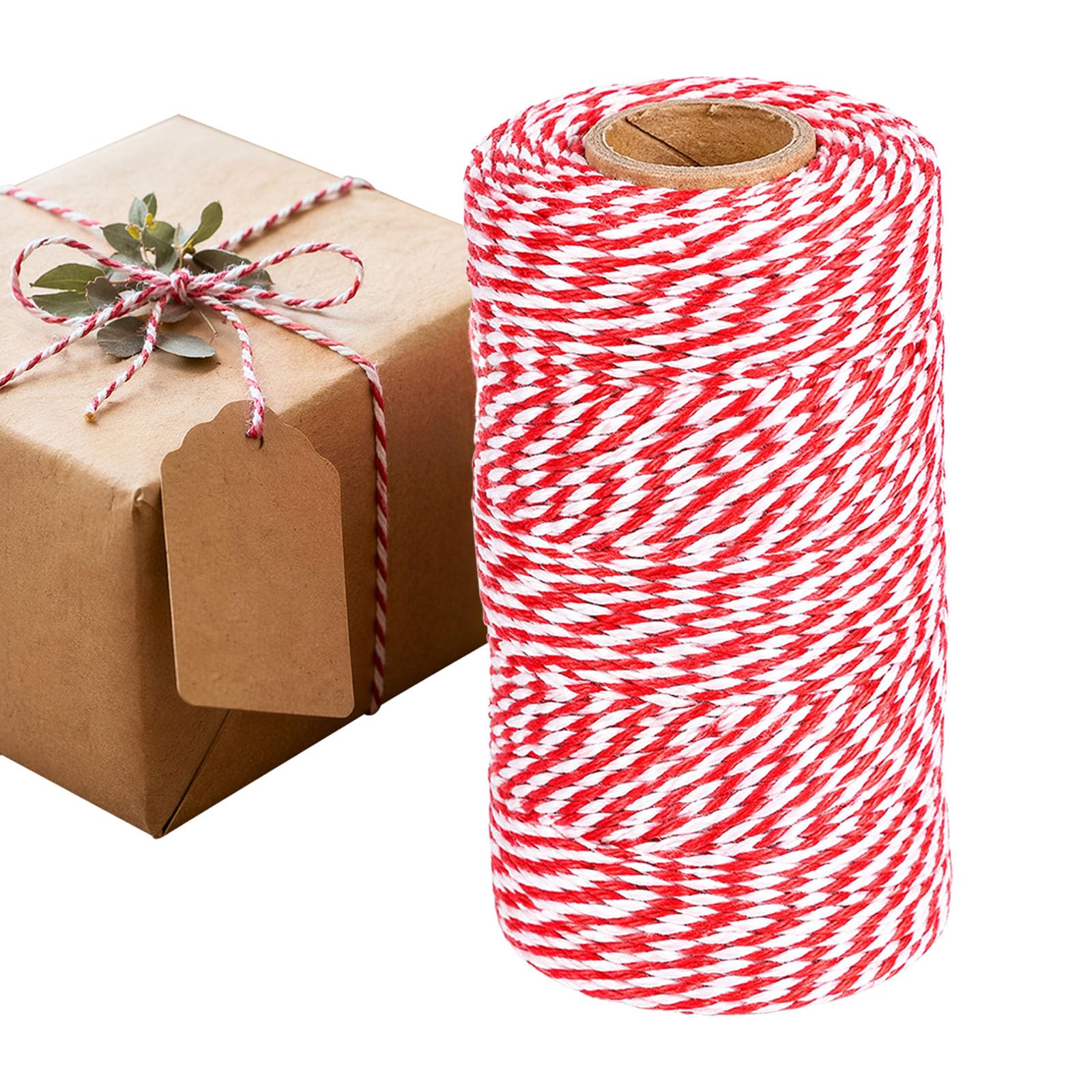 Red and White Butchers Twine, 100m 2mm Food Safe Cotton Cooking String for Meat Trussing, Turkey Roasting, Sausage Making, Baking, Wrapping & Crafts (1)