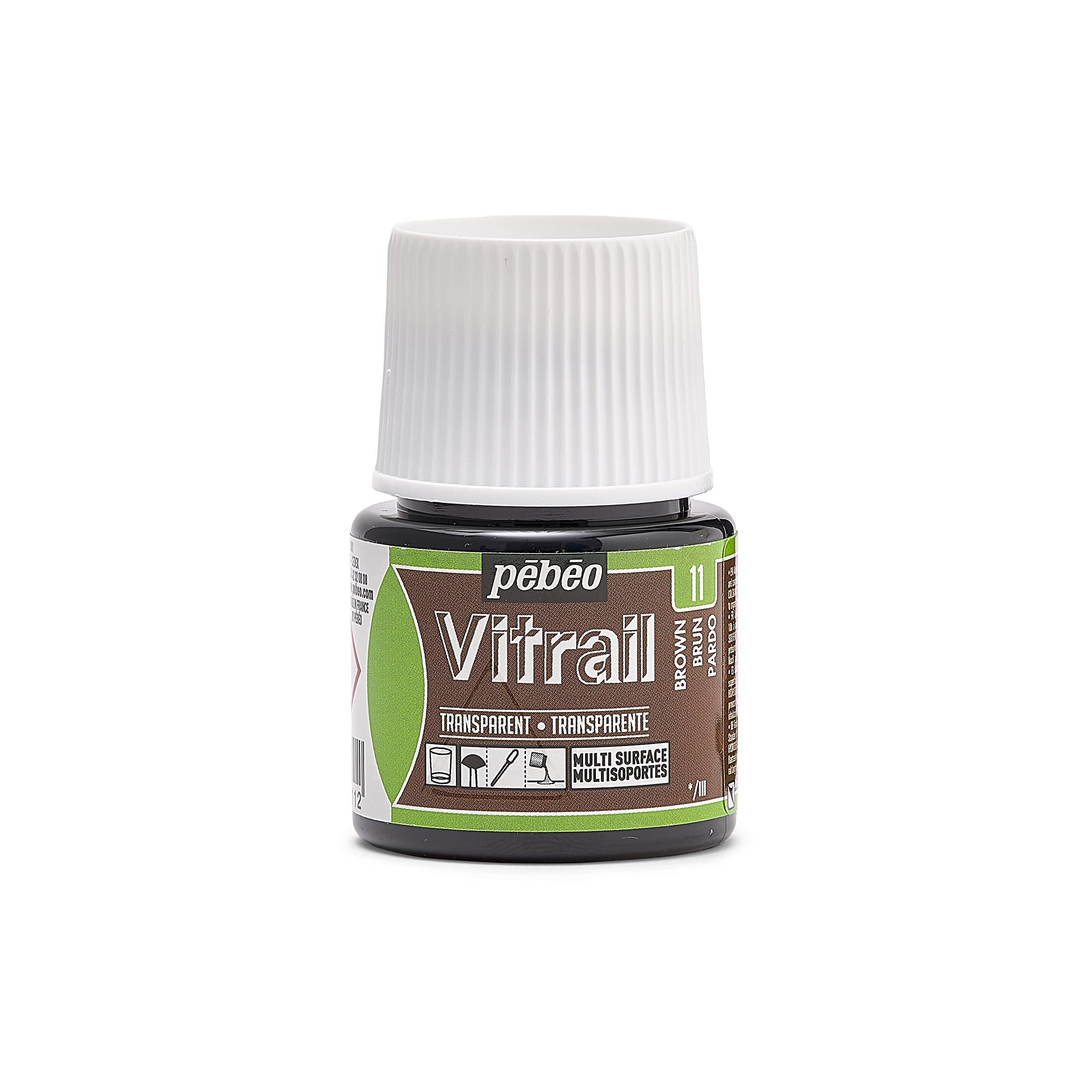 Pebeo Vitrail Stained Glass Effect Glass Paint 45-Milliliter Bottle, Brown,Brown