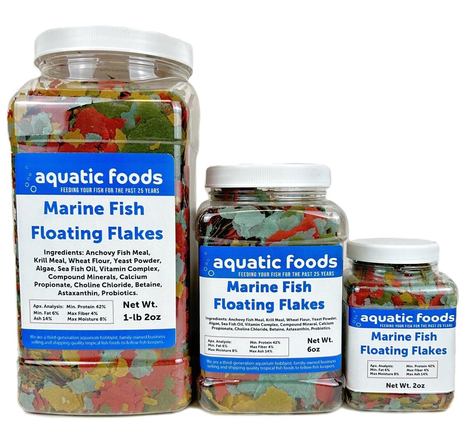 Aquatic Foods Inc Marine Fish Flakes of Red Green Algae Seaweeds for Tangs Butterflies Angelfish Anthias Clown Fish