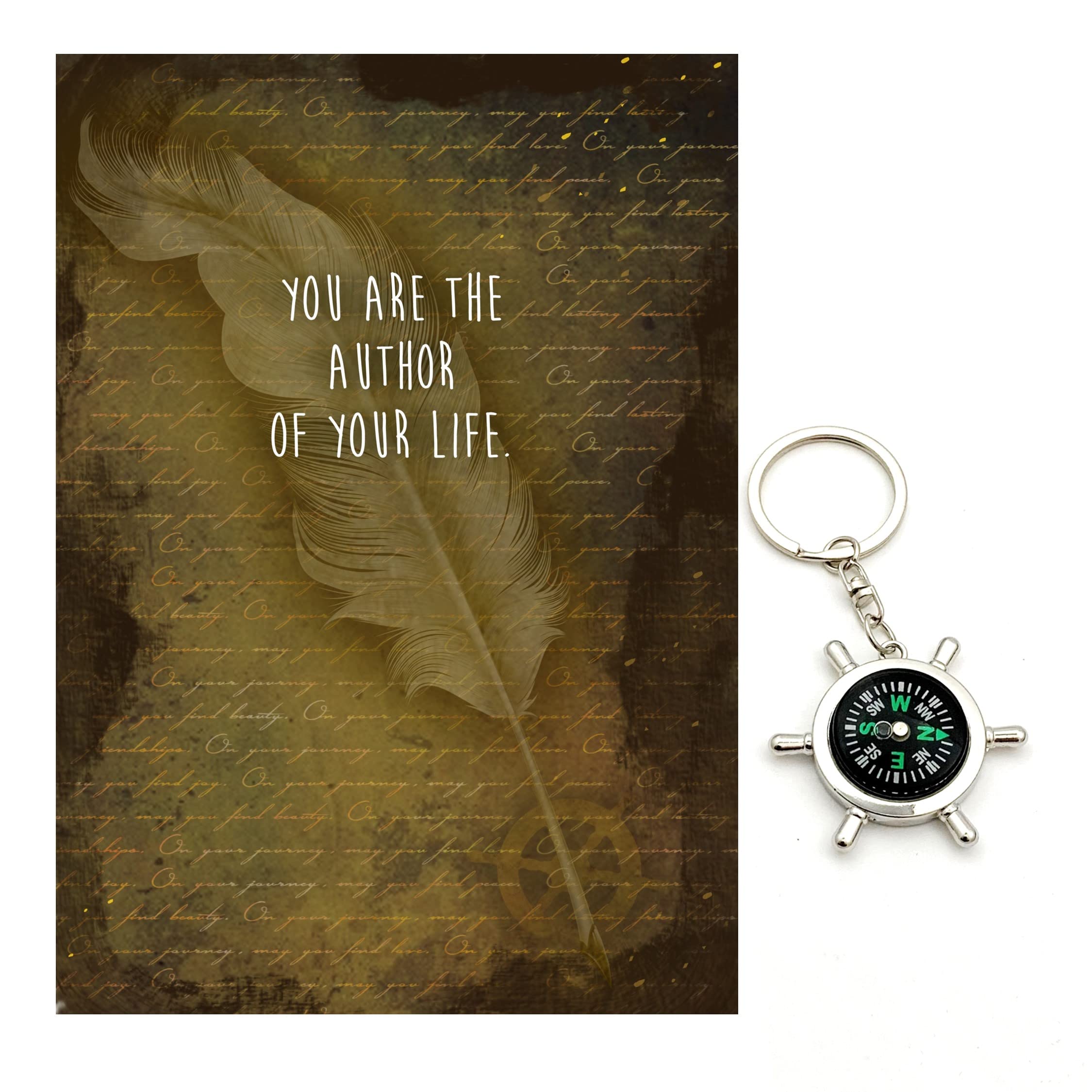 Smiling Wisdom - Graduation Cards - Author of Your Life Greeting Card and Keychain Keepsake Gift Set - Grad Words of Wisdom Advice for Your Journey in