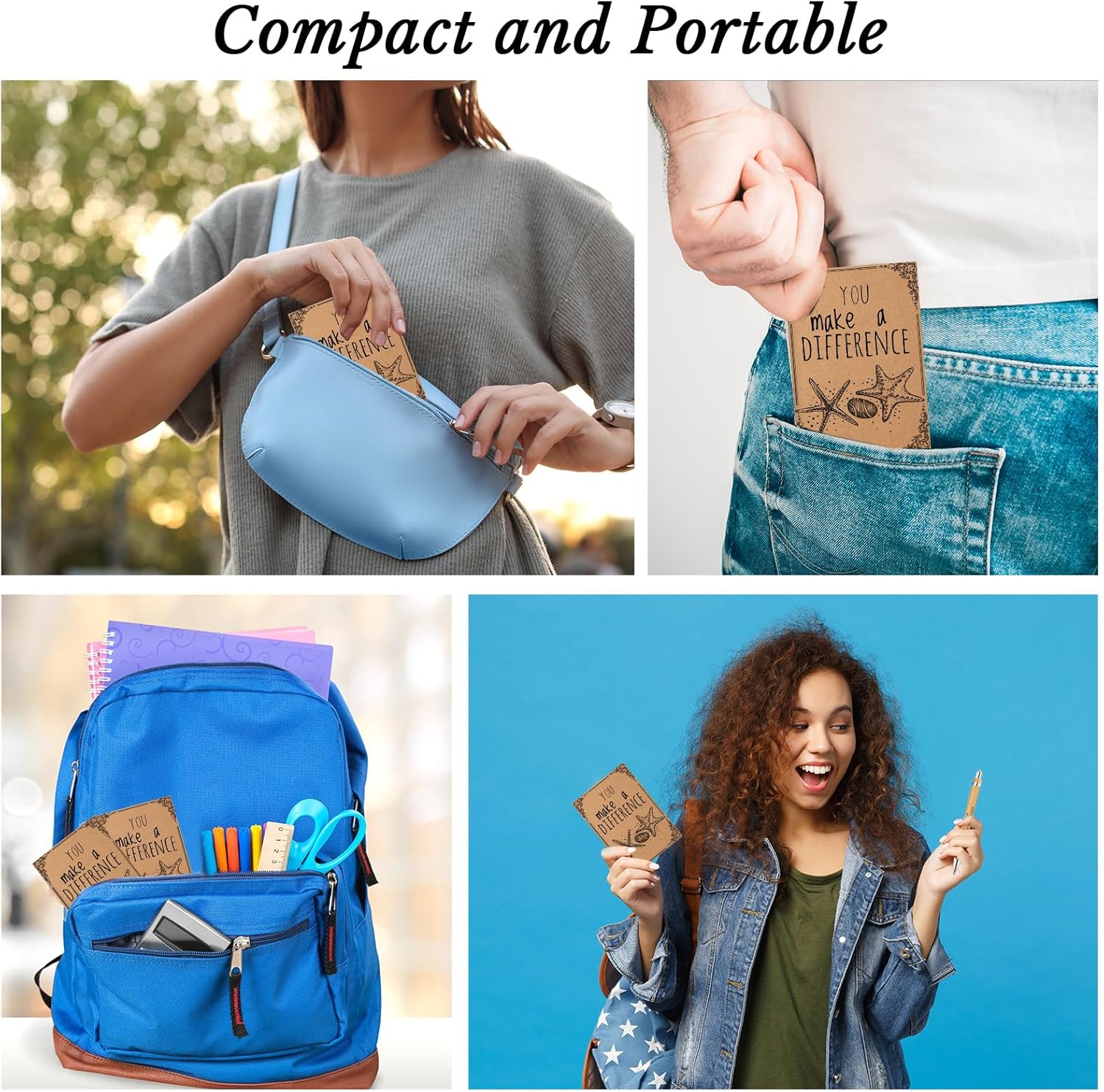 Seajan 100 Set Employee Appreciation Gift Bulk Starfish Story You Make a Difference Pocket Kraft Notebook Motivational Pen Thank You Gift for Coworkers Teacher Volunteer Social Worker Nurse Secretary