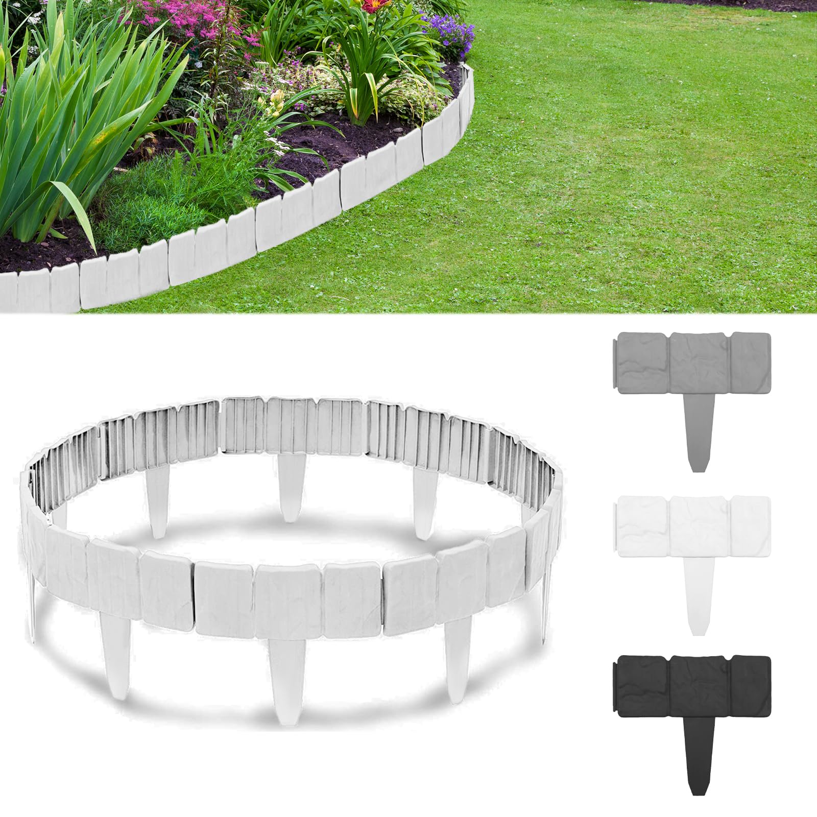 Sorton Rasenkante Aus Recycling-Kunststoff - Flexible Beetumrandung 25cm X 25m