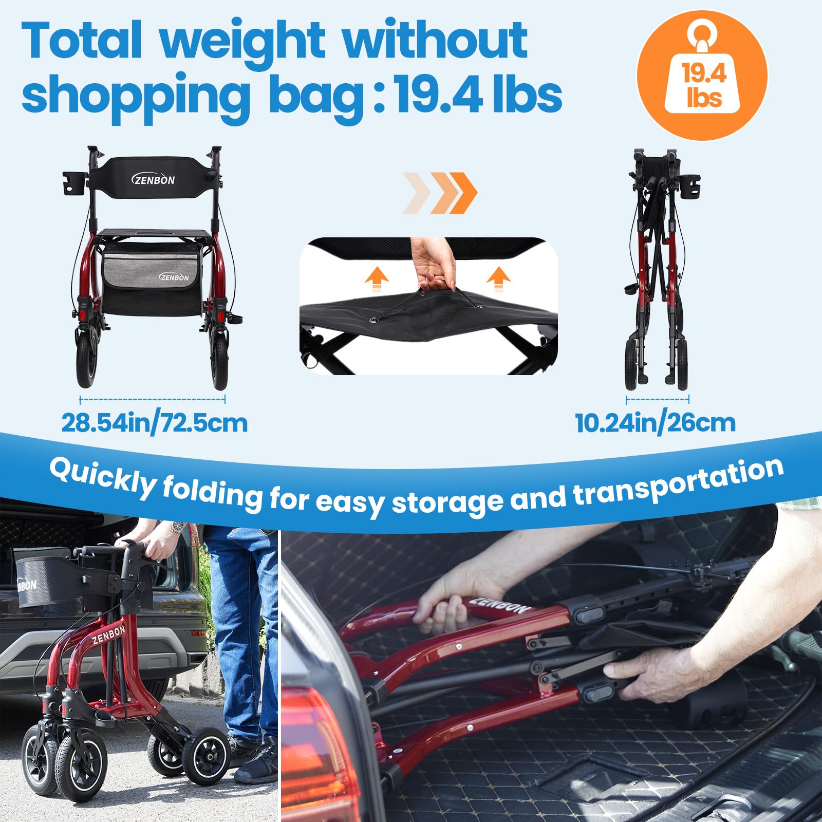 Amazon.com: Rollator Walker for Seniors/Adults Foldable Rolling
