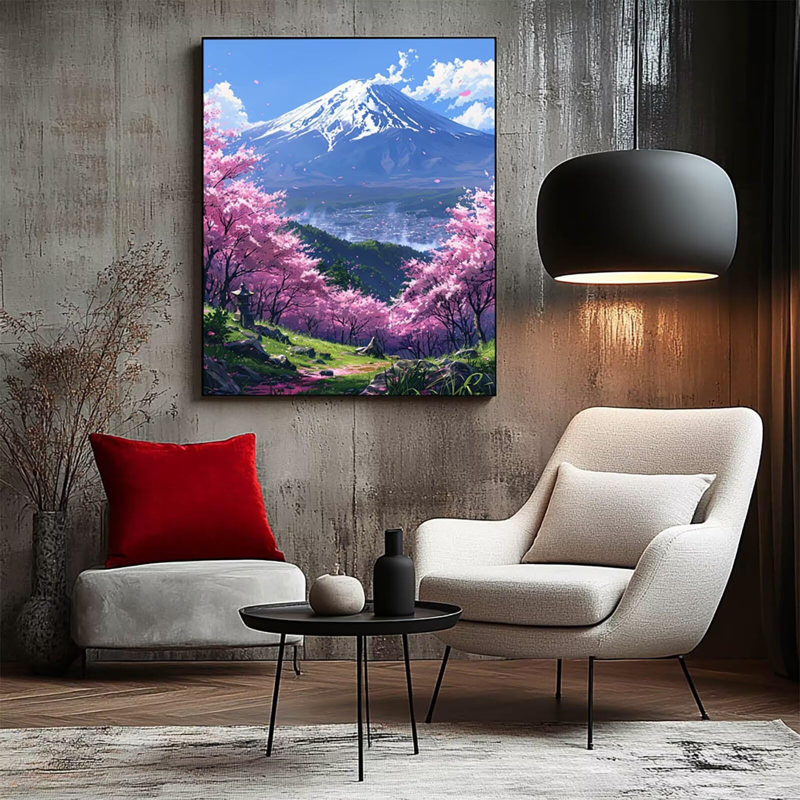 Malowanie według numerów dla dorosłych kwiaty wiśni DIY dorośli góra Fuji płótno do malowania według ścian dzieci 135 x 100 cm, malowanie według liczb zdjęcia nowoczesne dekoracje do salonu, prezent