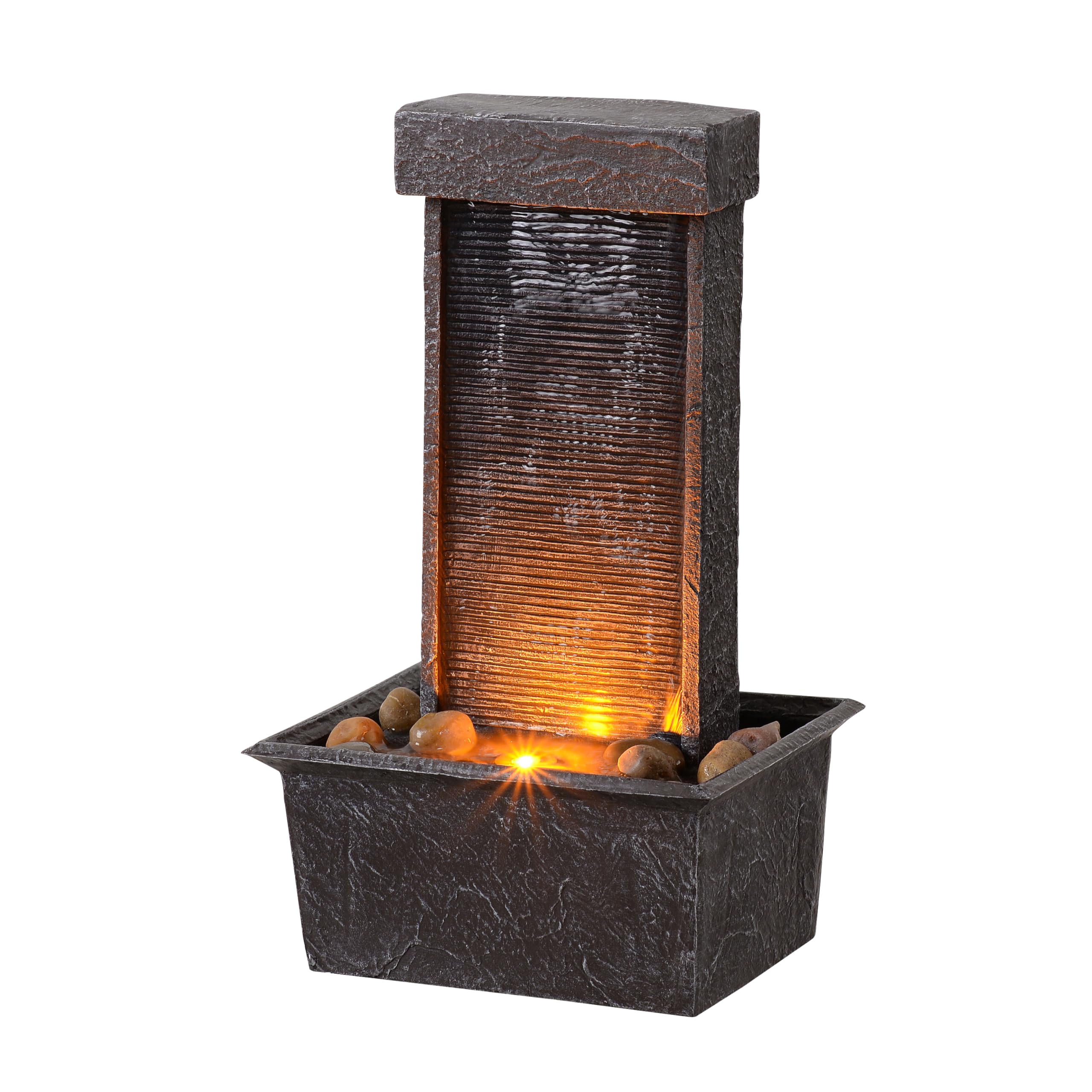 LED Lighted Straight Table Water Fountain for Indoor Outdoor Decorative Waterfall Function with Soothing Lights and Running Water for Home, Office or Decoration-image-8