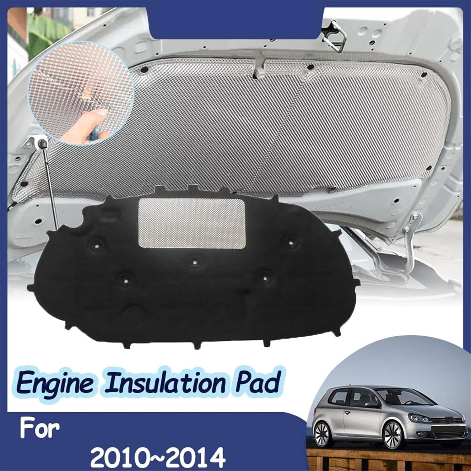 Front Engine Hood Sound Pad Car Heat Insulation Cotton Fireproof Covers Accessorie Compatible For VW Golf 6 MK6 5K GTI 2010~2014 (Color : Style C)