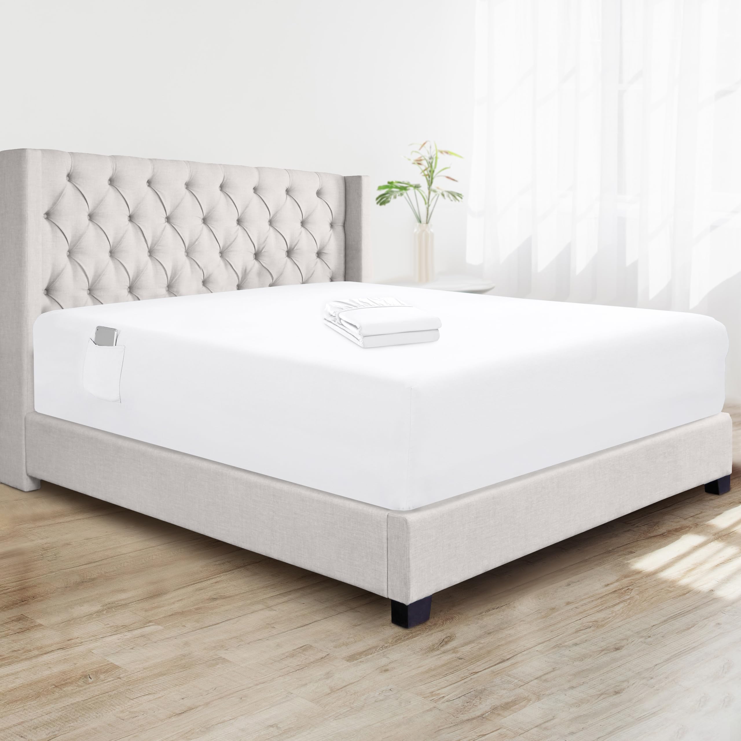 Ghooss Lenzuolo Con Angoli In Microfibra – Letto Matrimoniale XL, Tasca Profonda Fino A 35 Cm, Antigrinza, Morbido, Traspirante, Colore Moka - 4