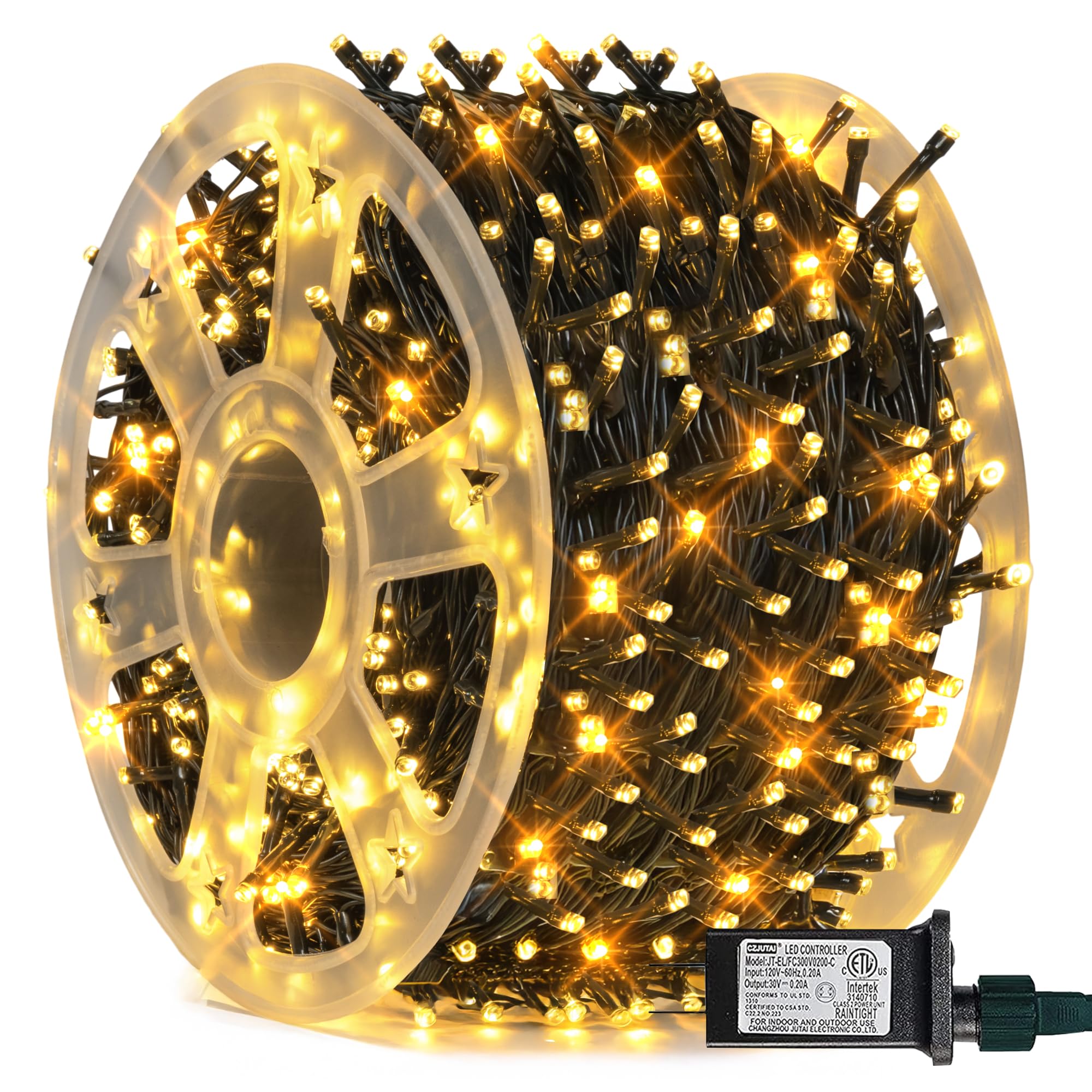 FUNPENY 164FT 500 LED Christmas Indoor Outdoor Decorative String Lights, 8 Modes Waterproof Green Wire LED Fairy Light for Christmas Party Wedding Garden Home Decoration (Warm White)