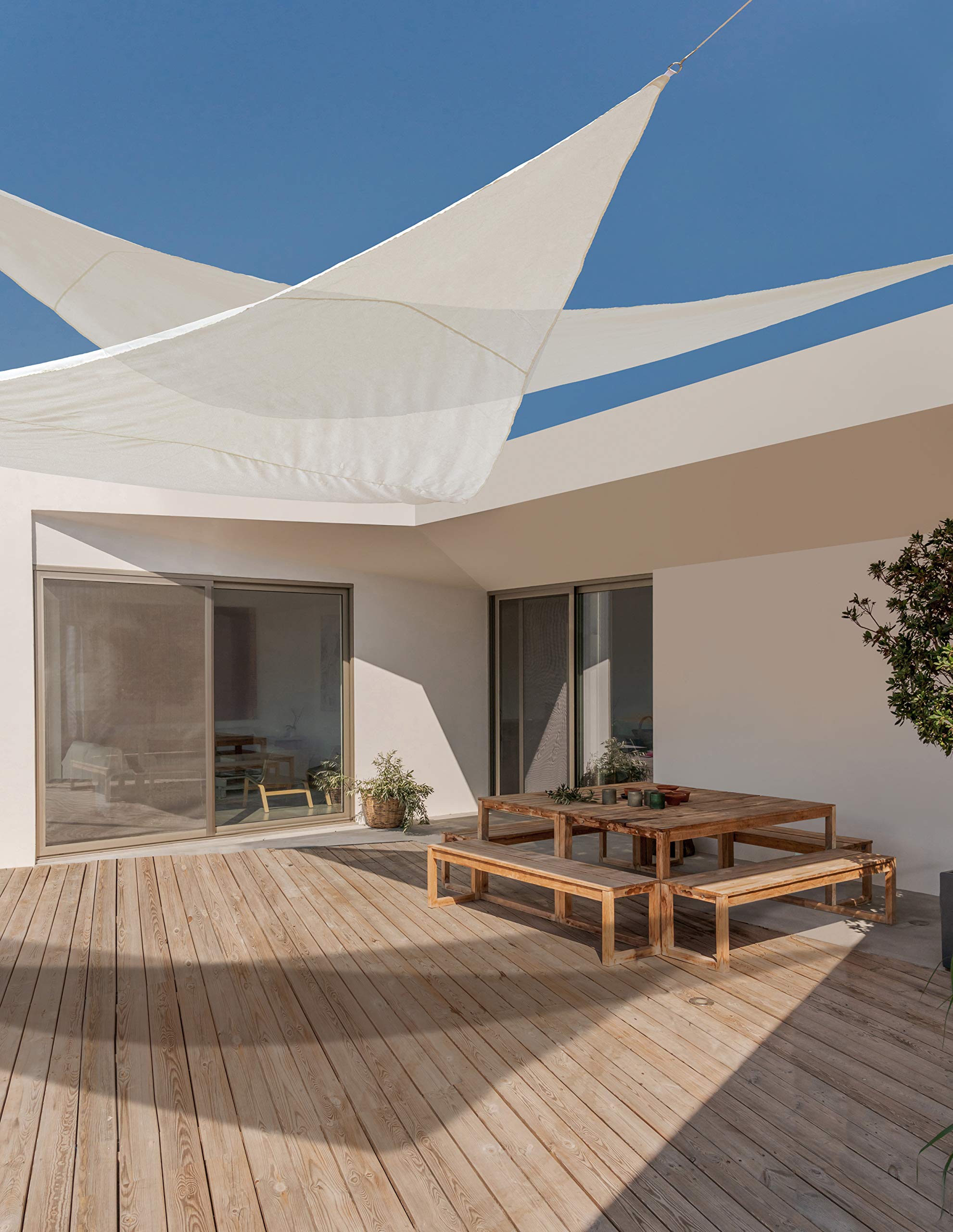 Bizzotto Vela Parasole Ombreggiante, Tenda Triangolare per Ombra da Esterno, Telo Copri Sole da Giardino (5x5, Tortora)