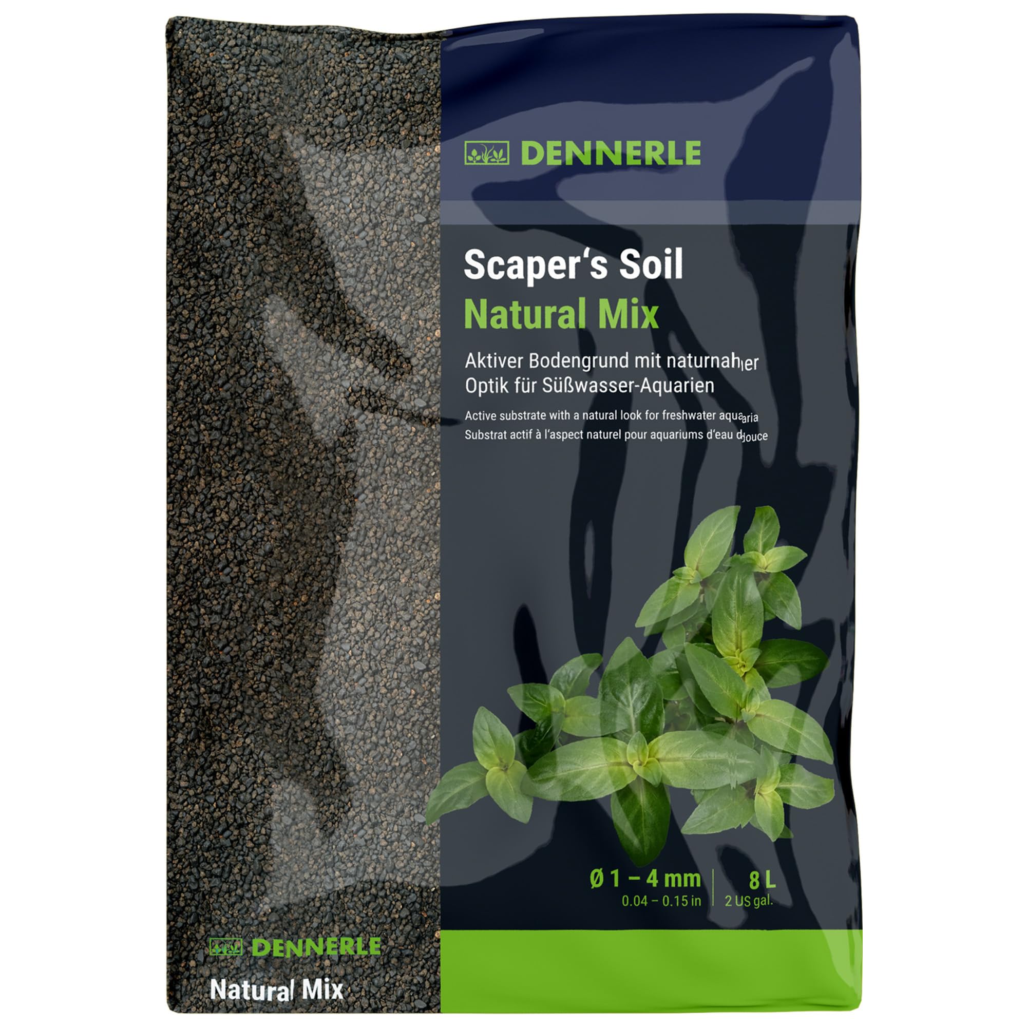 Dennerle Scaper's Soil Natural Mix, Aktiver Bodengrund für Süßwasseraquarien, Körnung 1-4 mm, 8 Liter | Aktiver Bodengrund mit naturnaher Optik für Süßwasser-Aquarien