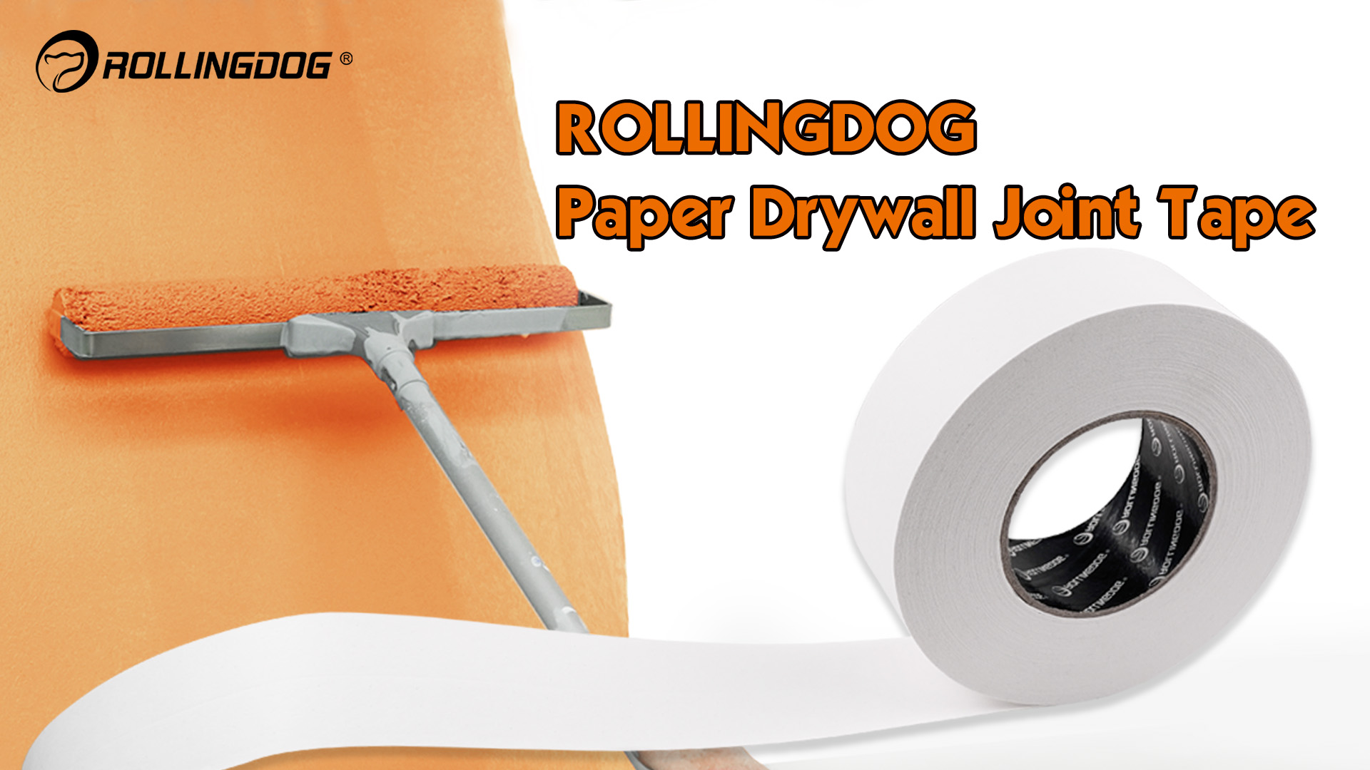 Image of ROLLINGDOG 2'' x246 ft Paper Drywall Joint Tape | Drywall Tape for Seam Patch Wall Sheetrock Ceiling Crack, White
