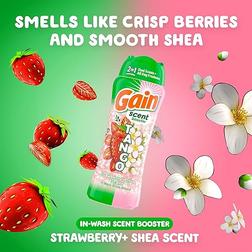 Miniatura 4 de Gain Tango - Cuentas potenciadoras de aroma 2 en 1, aroma a fresa y karité, 21.1 onzas, cuentas de lavandería con aromas dobles más frescura durante
