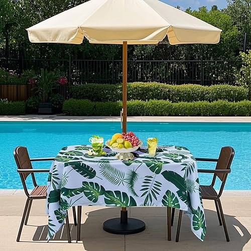 Miniatura 6 de Poise3EHome - Mantel impermeable antiderrames para exteriores e interiores, para camping, picnic, té de la tarde, asados, flores, Poliéster, Hoja de