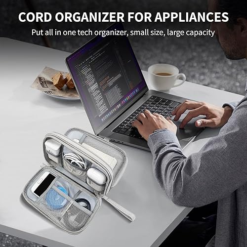 Miniatura 2 de SMONT Organizador de cables de cable Bolsa de viaje Bolsa de viaje Funda electrónica Gris