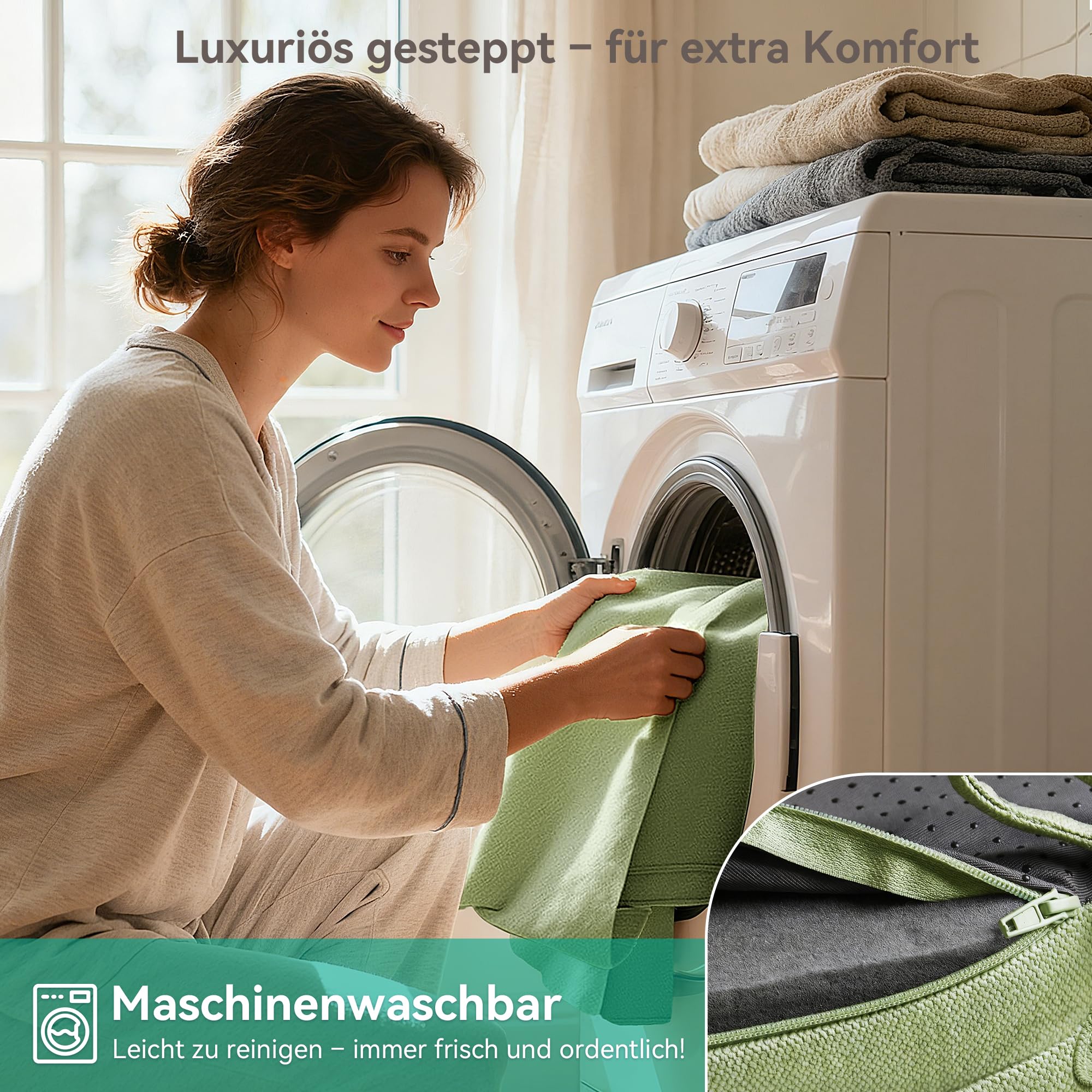 Codi Sitzkissen 40x40×8 cm 6er Set, Extra Dicke, Bequeme Stuhlkissen mit wasserabweisendem Bezug – Waschbare, rutschfeste Memory Foam Sitzauflagen für Stuhl, Outdoor und Gartenstuhl, Salbeigrün